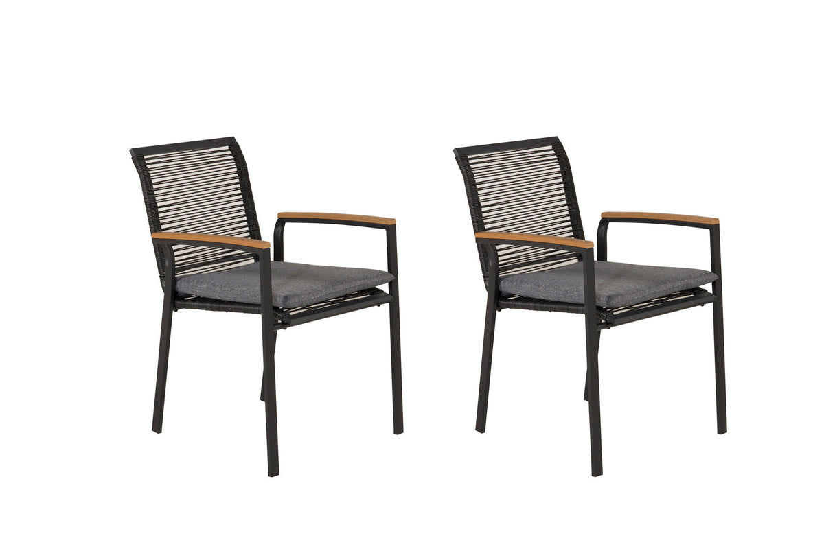 Dallas Gartenstuhl in Schwarz präsentiert im Onlineshop von KAQTU Design AG. Gartenstuhl mit Armlehnen ist von Venture Home