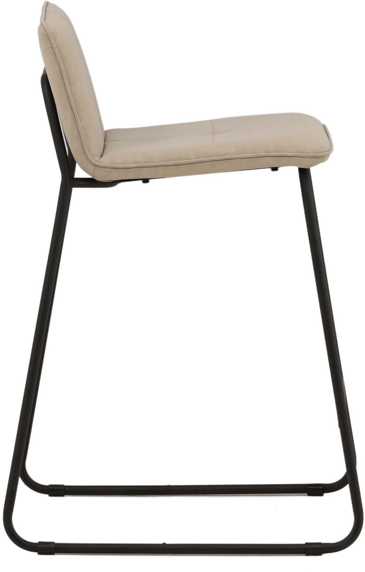 Der Bisbee Barstuhl: skandinavisches Design, beiger Mikrofaser, schwarze Stahl-Fussstütze, ideal für Esstisch & Hausbar.