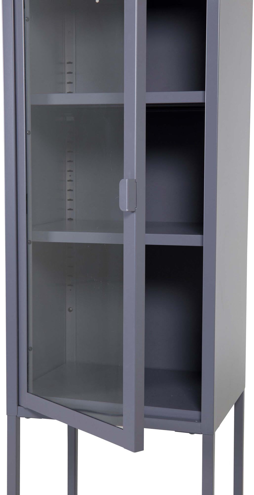 Entdecken Sie den Mischa Kabinett von Venture Home: Ein eleganter, robuster Schrank aus pulverbeschichtetem Stahl, perfekt für stilvolle Aufbewahrung.