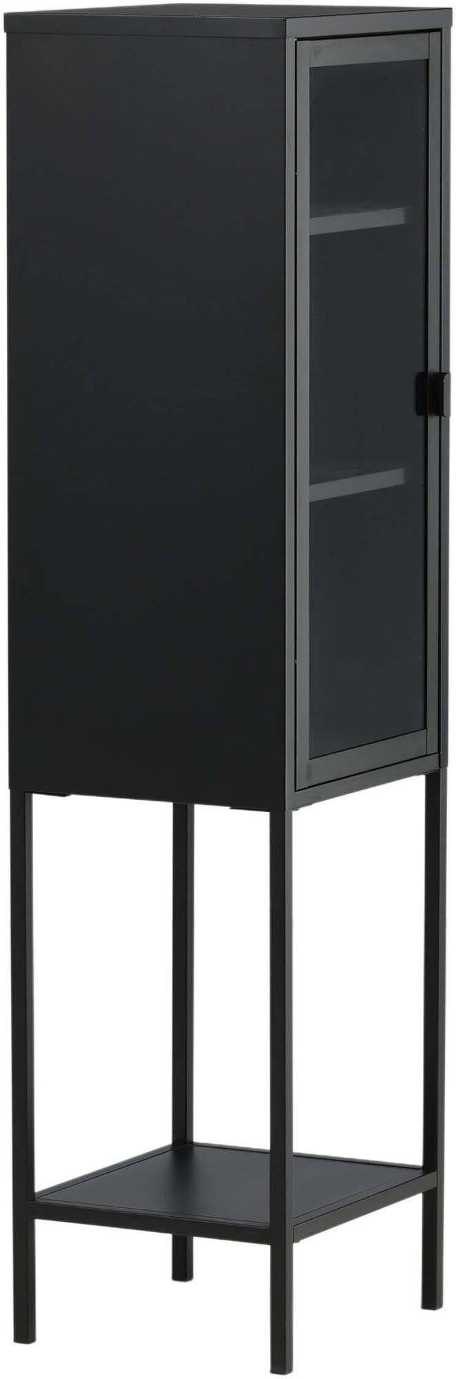 Entdecken Sie das Mischa Kabinett von Venture Home: Ein eleganter Schrank aus robustem Stahl mit Glastür, ideal für stilvolle Aufbewahrung.