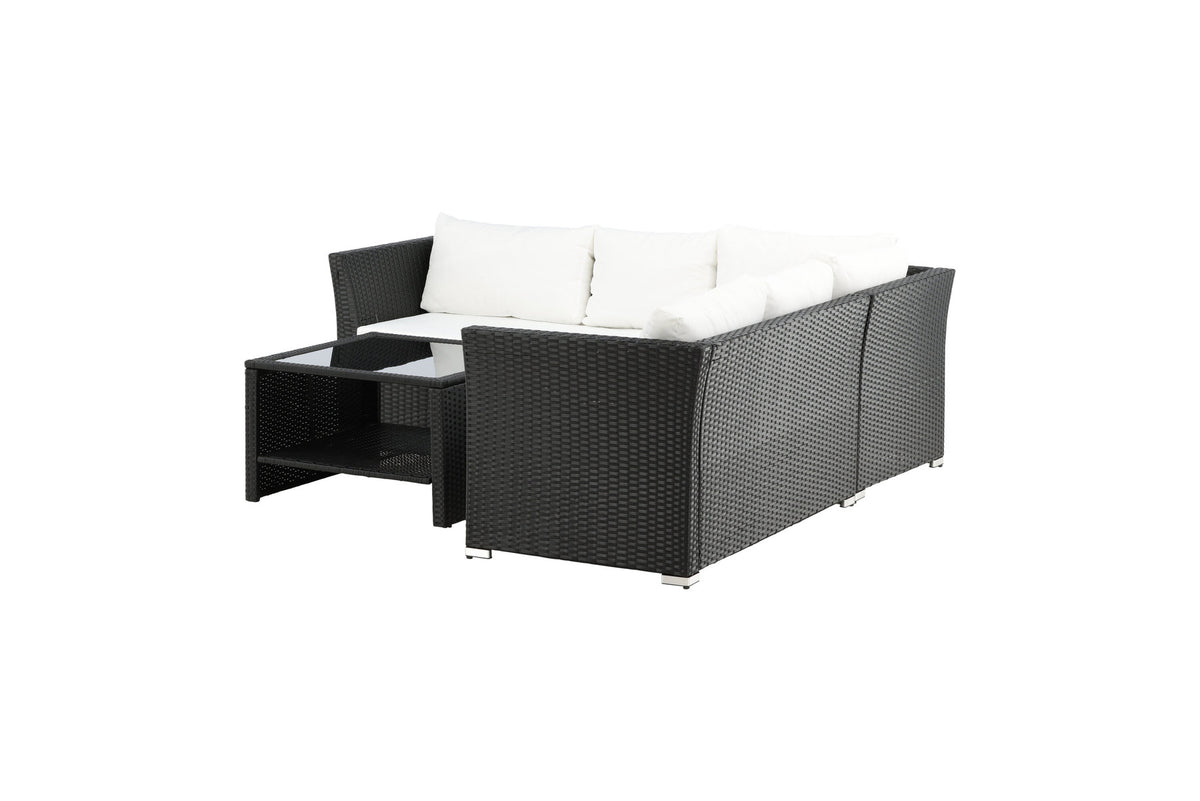 Haiti Ecksofa Outdoorset 70cm in Schwarz / Weiss präsentiert im Onlineshop von KAQTU Design AG. Loungeset ist von Venture Home