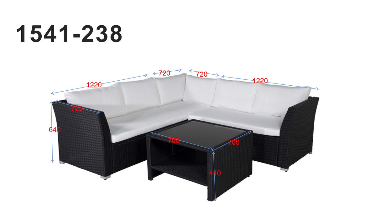 Haiti Ecksofa Outdoorset 70cm in Schwarz / Weiss präsentiert im Onlineshop von KAQTU Design AG. Loungeset ist von Venture Home