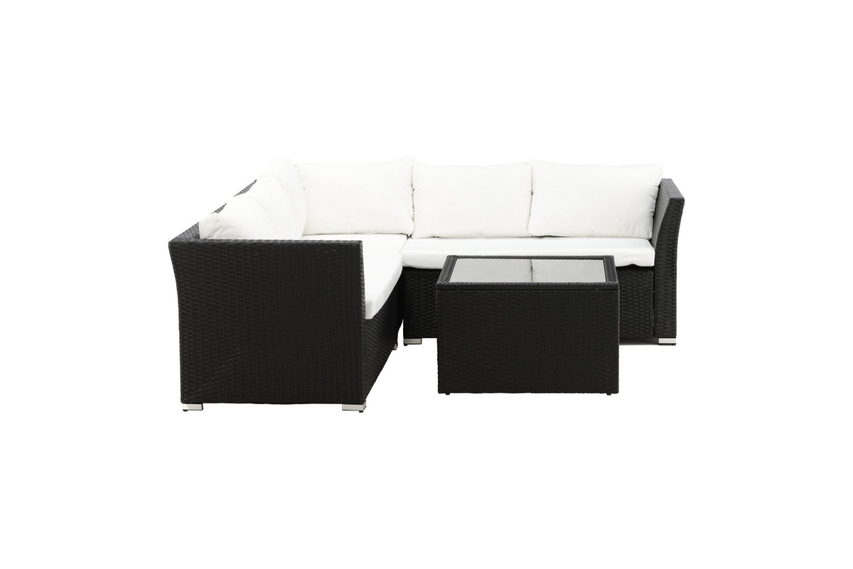 Haiti Ecksofa Outdoorset 70cm in Schwarz / Weiss präsentiert im Onlineshop von KAQTU Design AG. Loungeset ist von Venture Home