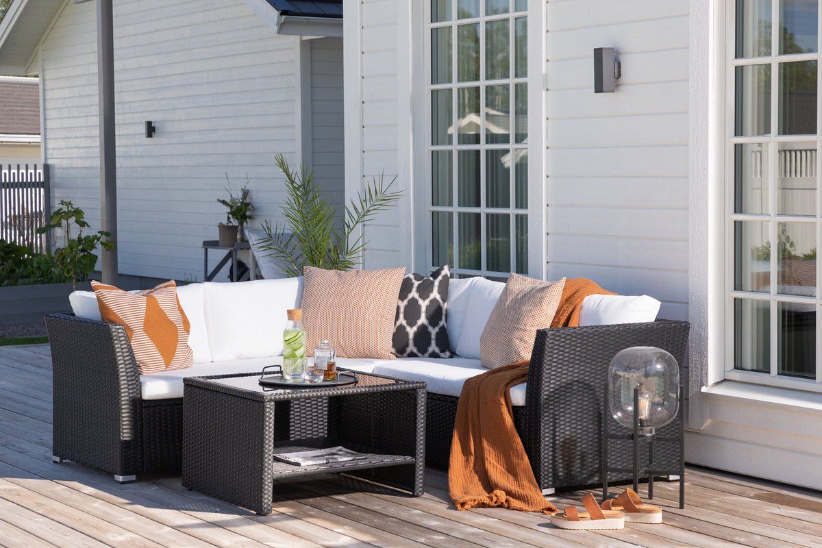 Haiti Ecksofa Outdoorset 70cm in Schwarz / Weiss präsentiert im Onlineshop von KAQTU Design AG. Loungeset ist von Venture Home