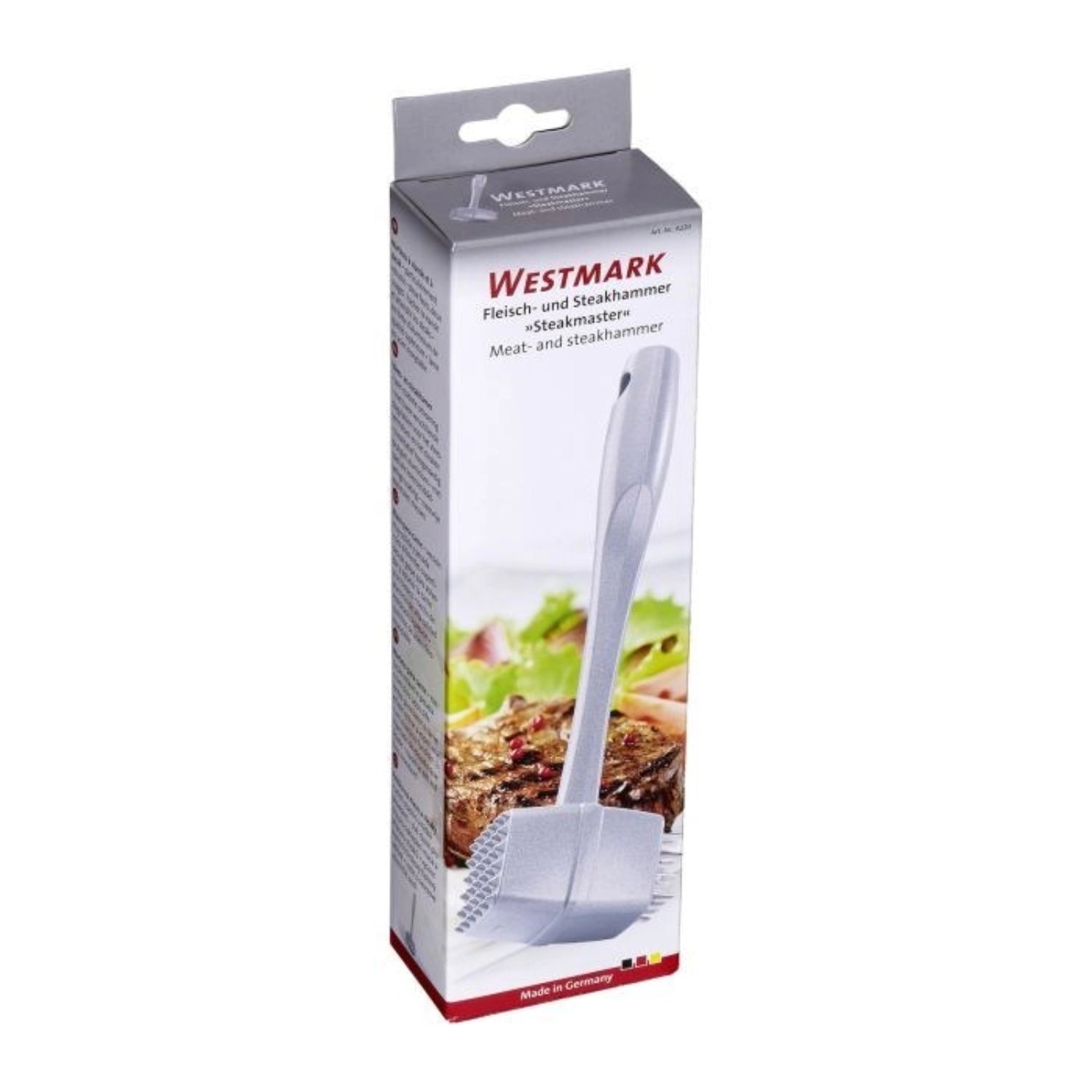 Praktischer Steakhammer Steakmaster von Westmark, 24x7.5x4.5 cm, ausgestattet mit scharfen Messern für zarte Steaks und müheloses Zubereiten.