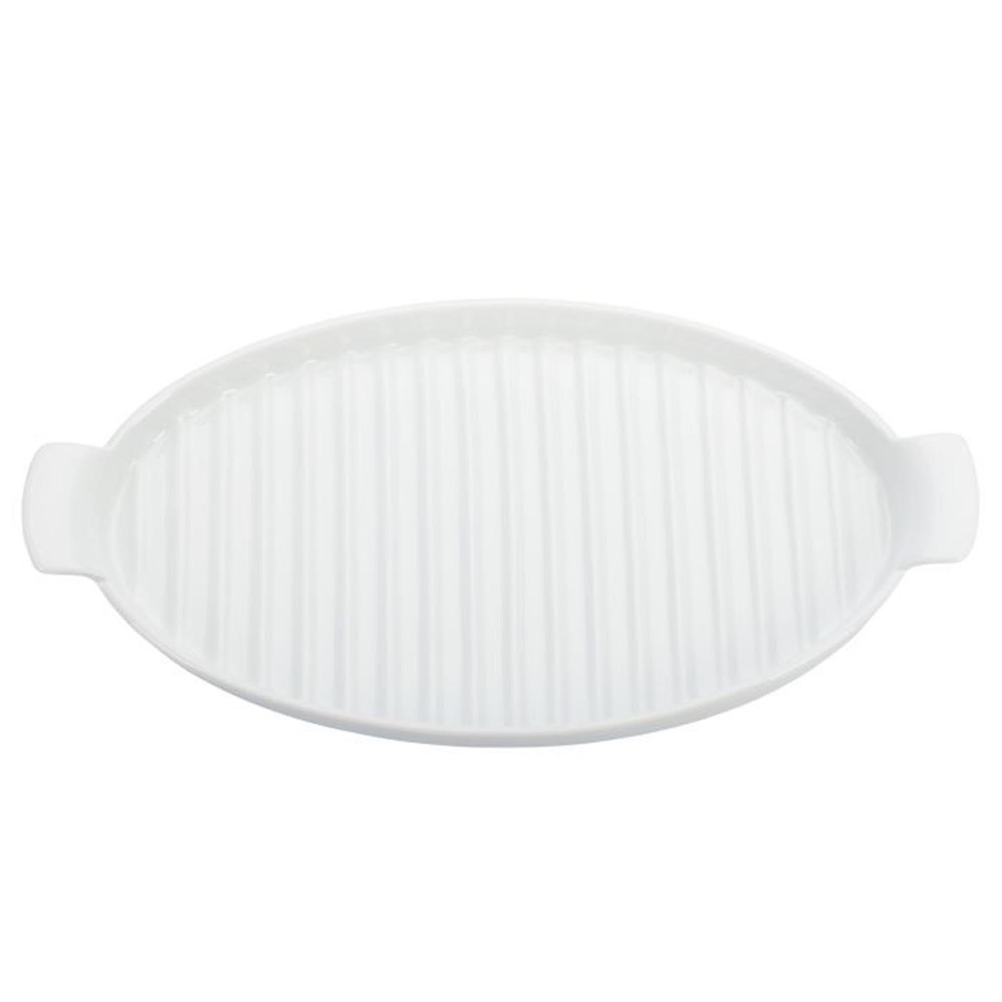 Elegante Porzellan-Spargelplatte mit Bodenrillen, 39.5x20x4cm, ideal für stilvolles Servieren von Spargel und Beilagen.