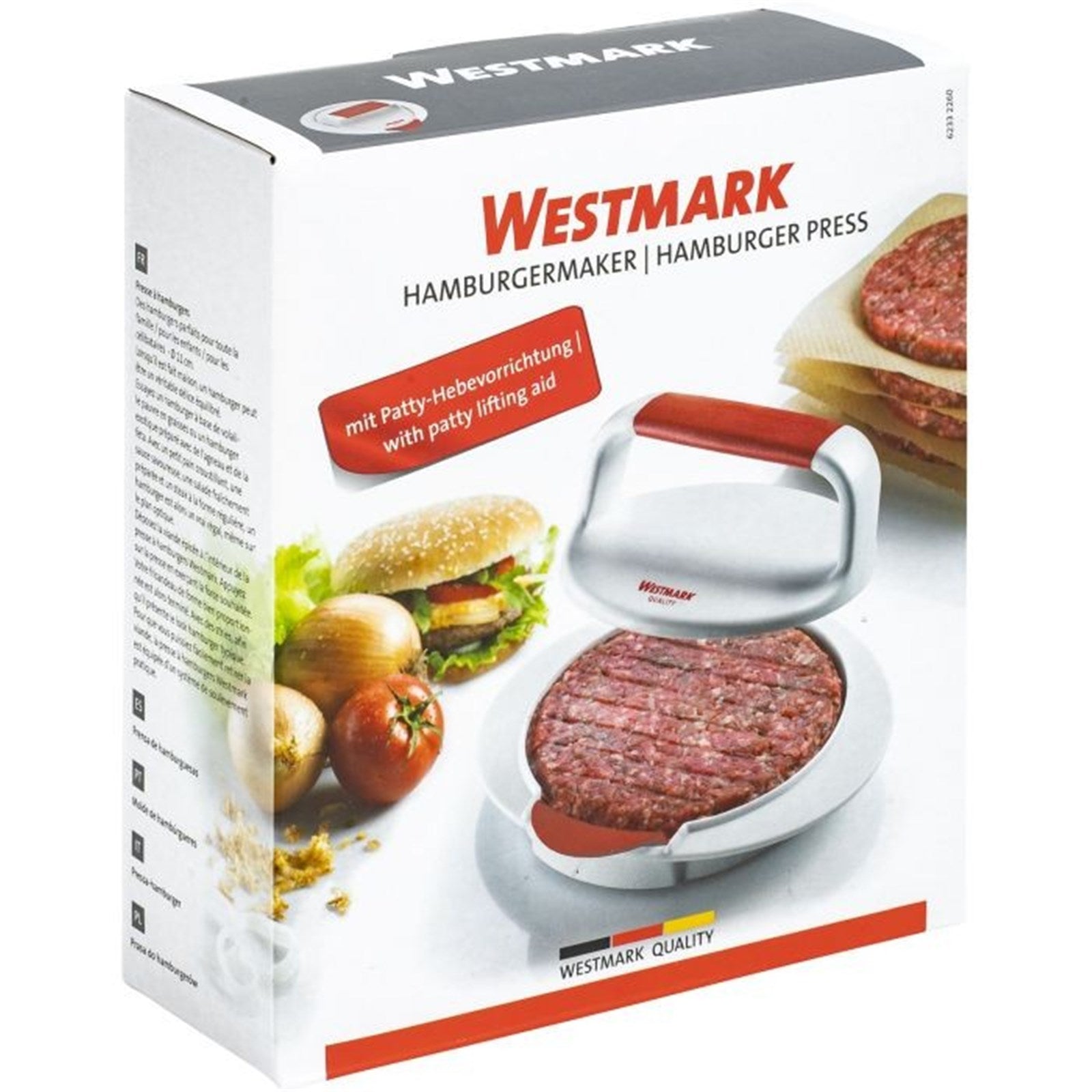 Hamburgermaker von Westmark, 15x16x6cm, für gleichmässige Burgerpatties, robust, einfach zu reinigen, perfekt für Burgerliebhaber.