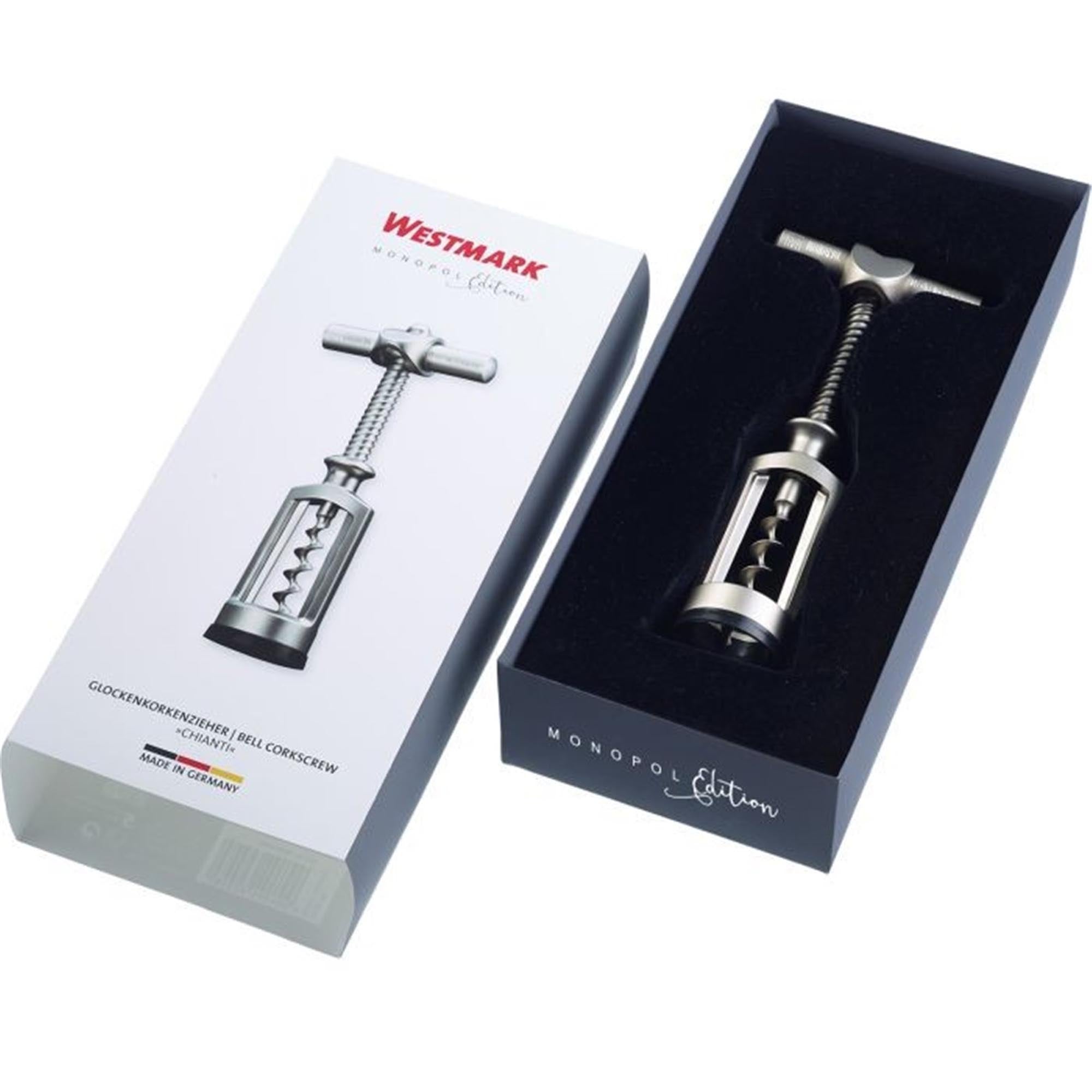Eleganter Glockenkorkenzieher Chianti von Westmark, edelmattiert, 15.5x7x3 cm, ideal für müheloses Entkorken von Weinflaschen.