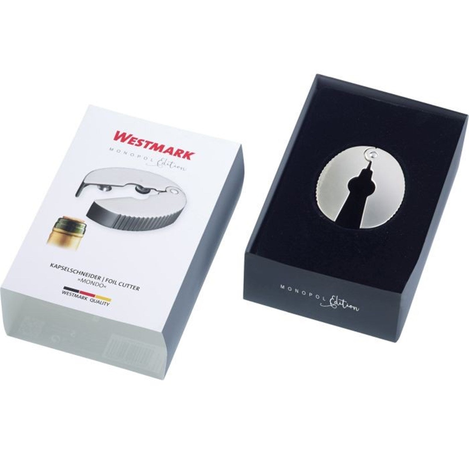 Kompakter Kapselschneider Mondo von Westmark, 6.5x5.5x1.5cm, ideal für präzises und einfaches Entfernen von Flaschenkapseln.