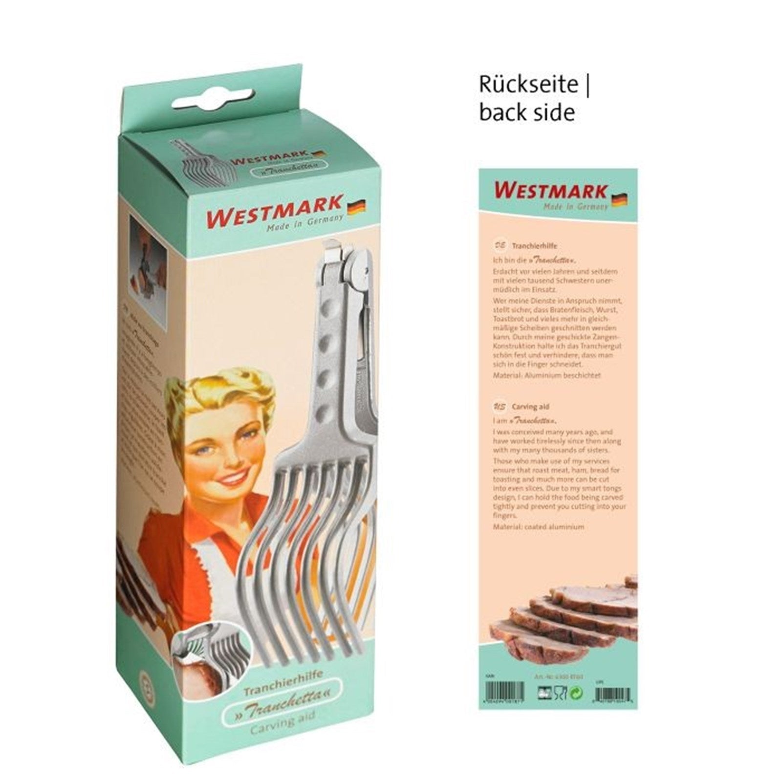 Die Retro Tranchierhilfe Tranchetta von Westmark (25,5x7,5x6,5 cm) bietet präzises Schneiden und ist ein praktisches Küchenwerkzeug.