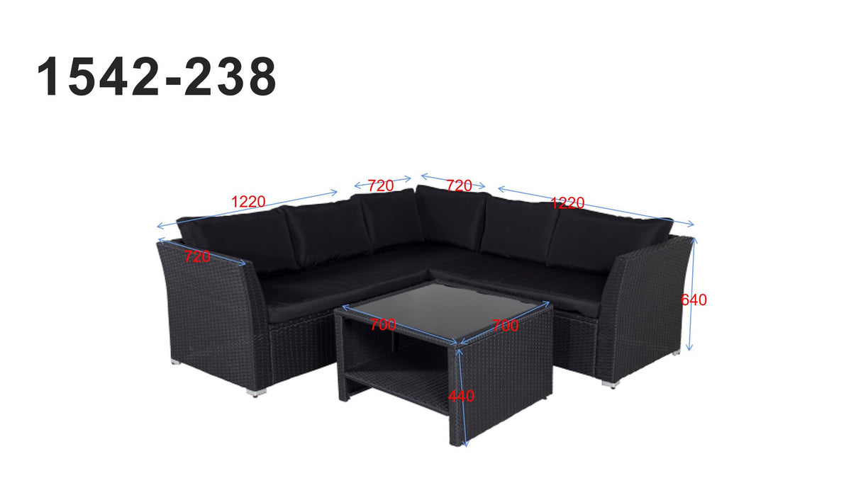 Haiti Ecksofa Outdoorset 70cm in Schwarz präsentiert im Onlineshop von KAQTU Design AG. Loungeset ist von Venture Home