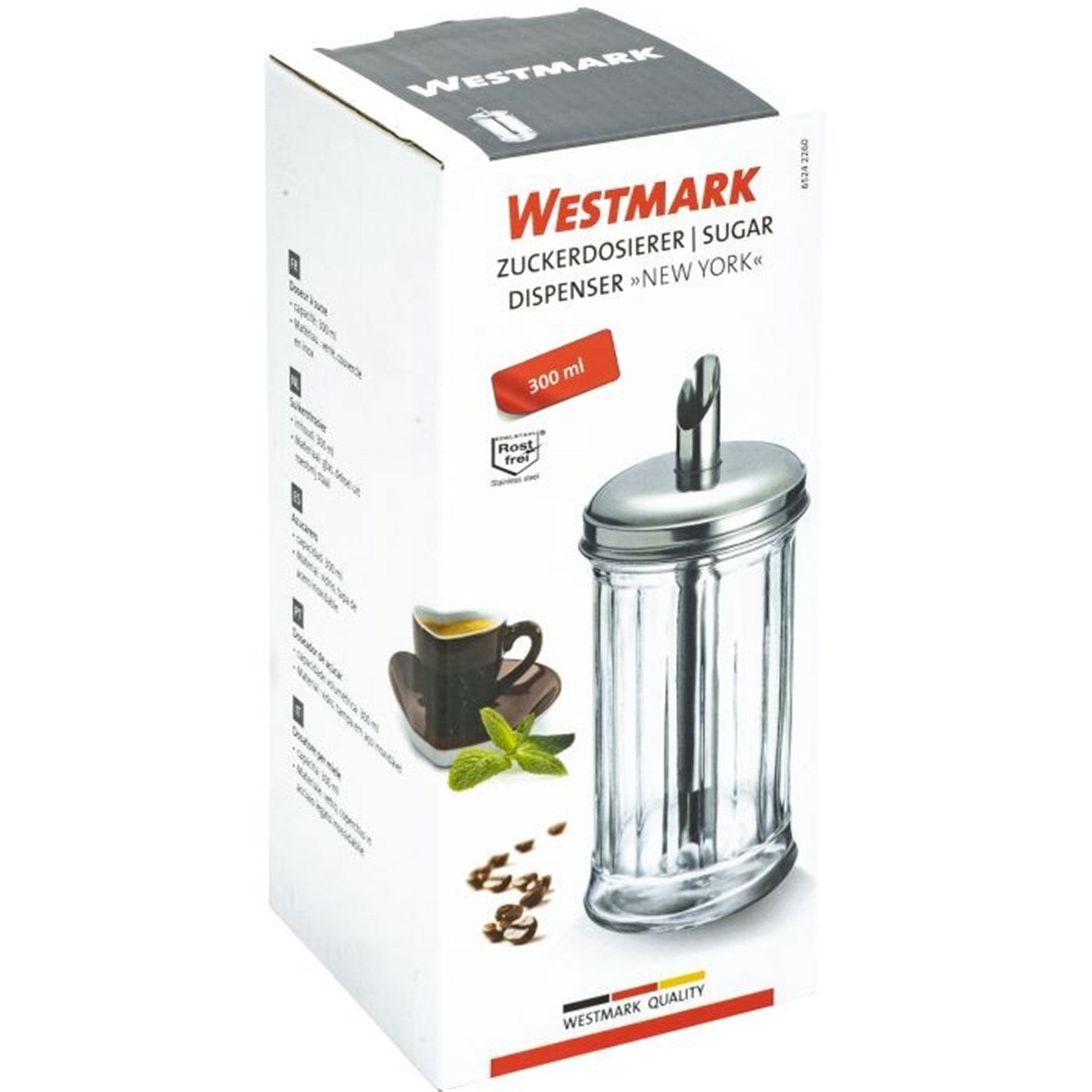 Praktischer Zuckerdosierer New York von Westmark, perfekt für präzises und sauberes Dosieren von Zucker im täglichen Gebrauch.
