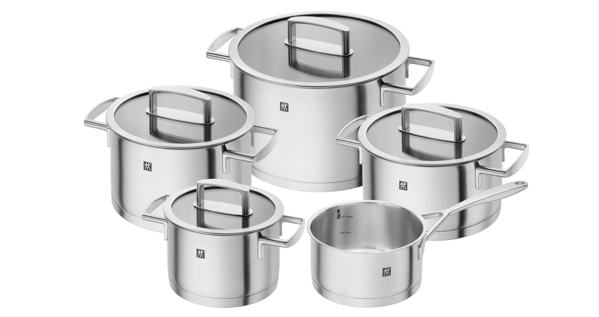 Zwilling Vitality Kochgeschirr-Set 5tlg. in Silber präsentiert im Onlineshop von KAQTU Design AG. Pfanne/Topf ist von Zwilling Kitchen