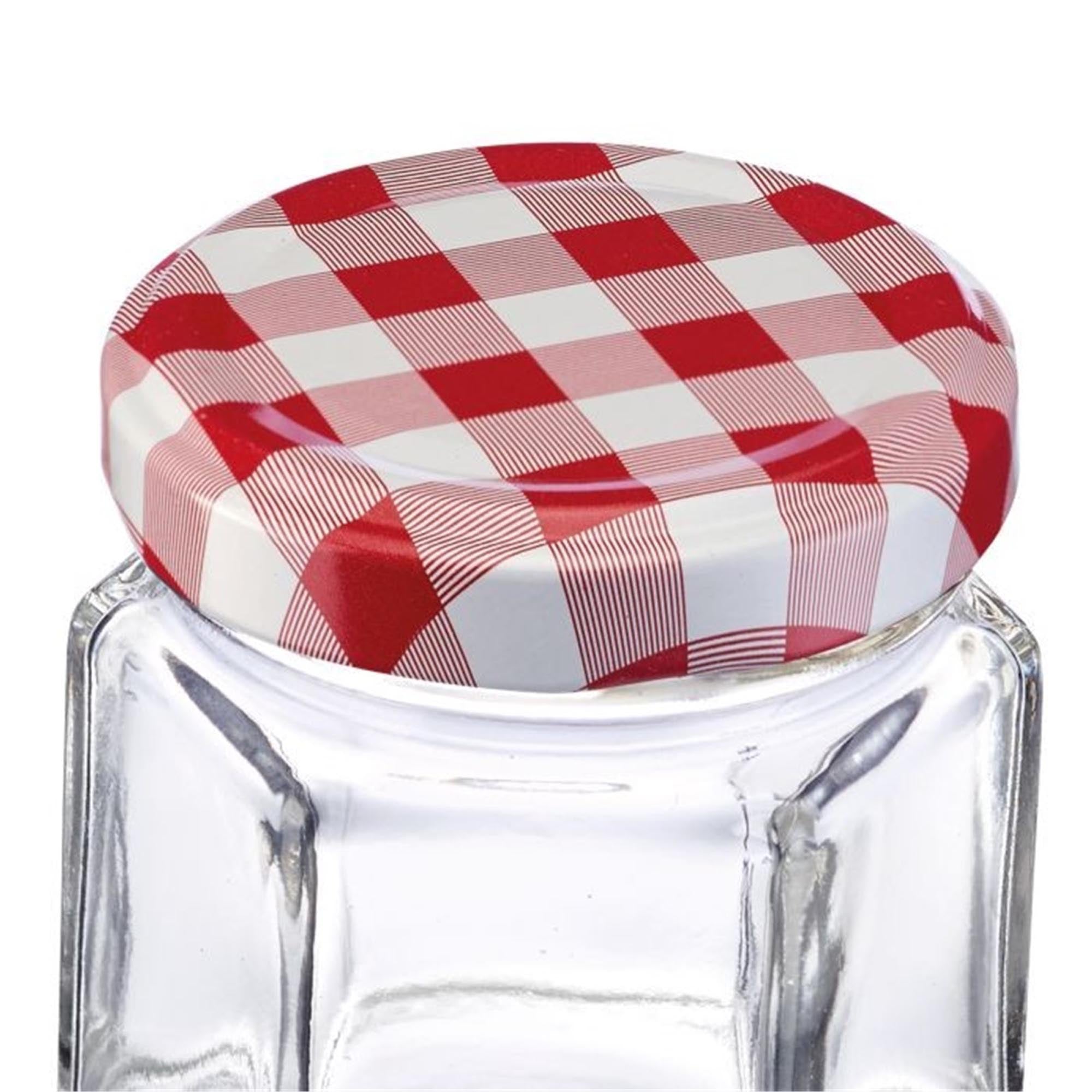 8er Set 45ml Sechskantgläser mit weissen 43mm Deckeln von Westmark, ideal für Marmeladen, Gewürze oder kleine Aufbewahrungen.