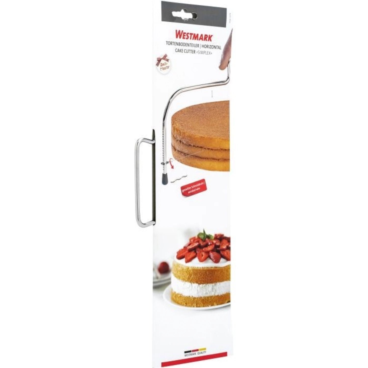 Praktischer Tortenbodenteiler Simplex von Westmark, ideal für gleichmäßiges Schneiden von Tortenböden, Maße: 33x13.8x1cm, für kreative Backideen.