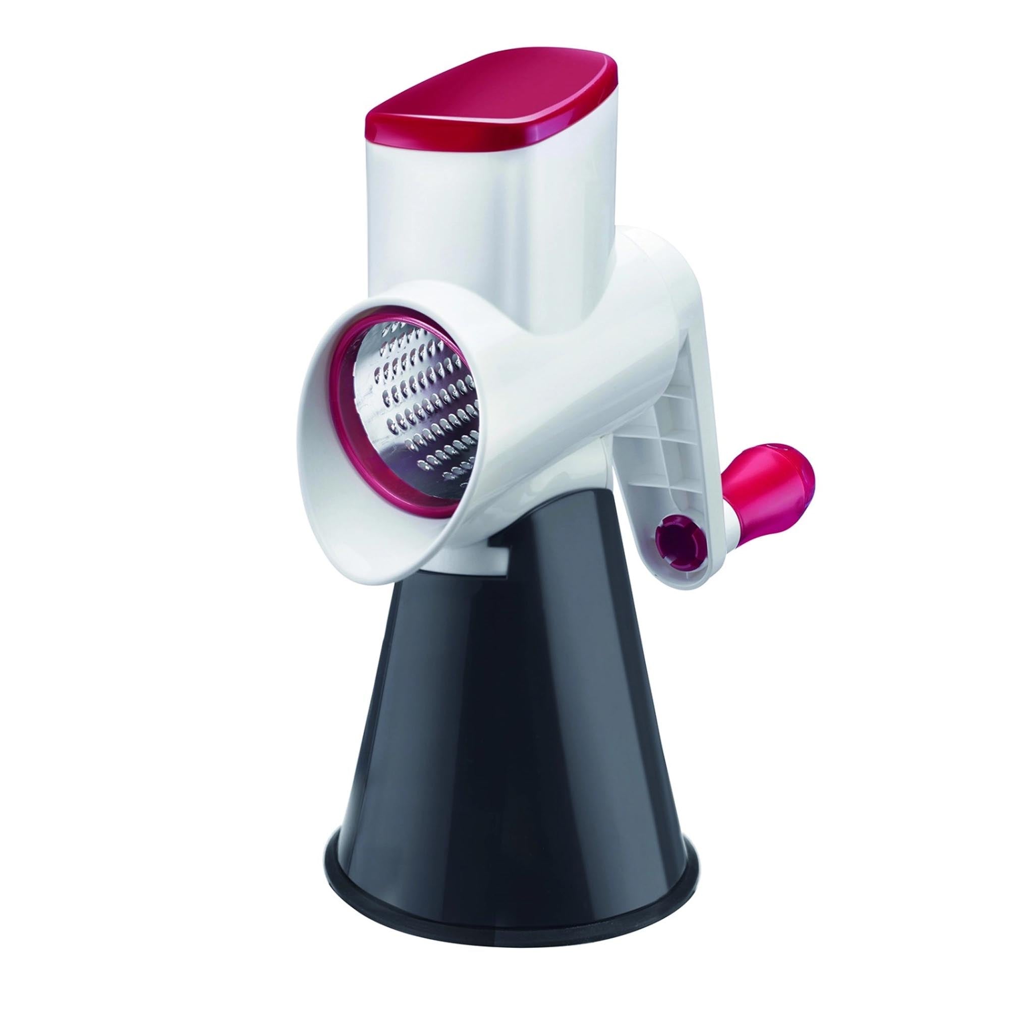 Entdecken Sie die Westmark Trommelreibe Scharfe Herta mit 3 austauschbaren Trommeln. Ideal zum Reiben von Käse, Gemüse und mehr. Hochwertiger Edelstahl, ergonomisch und leicht zu reinigen.