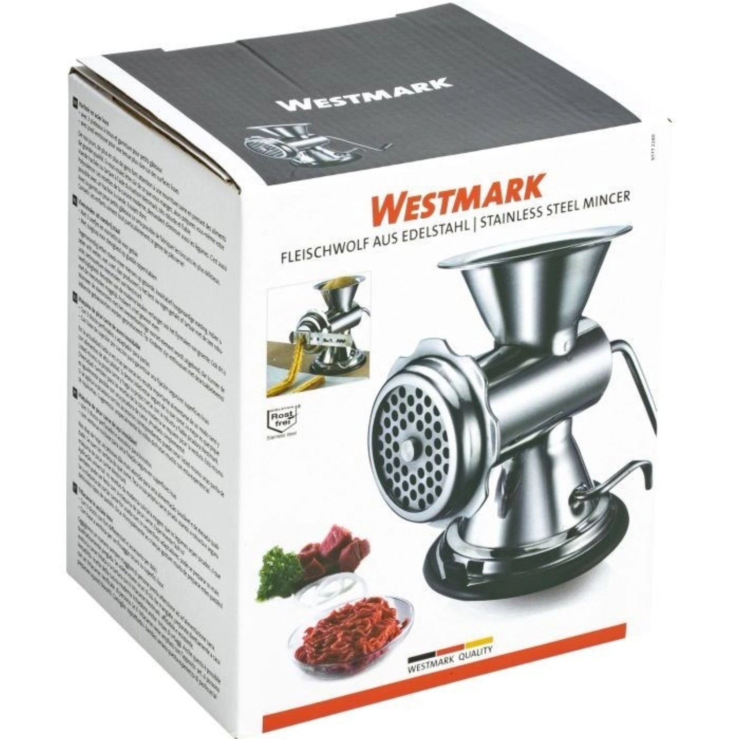 Meat grinder made of stainless steel size 8 and 3 punches, 27x12x