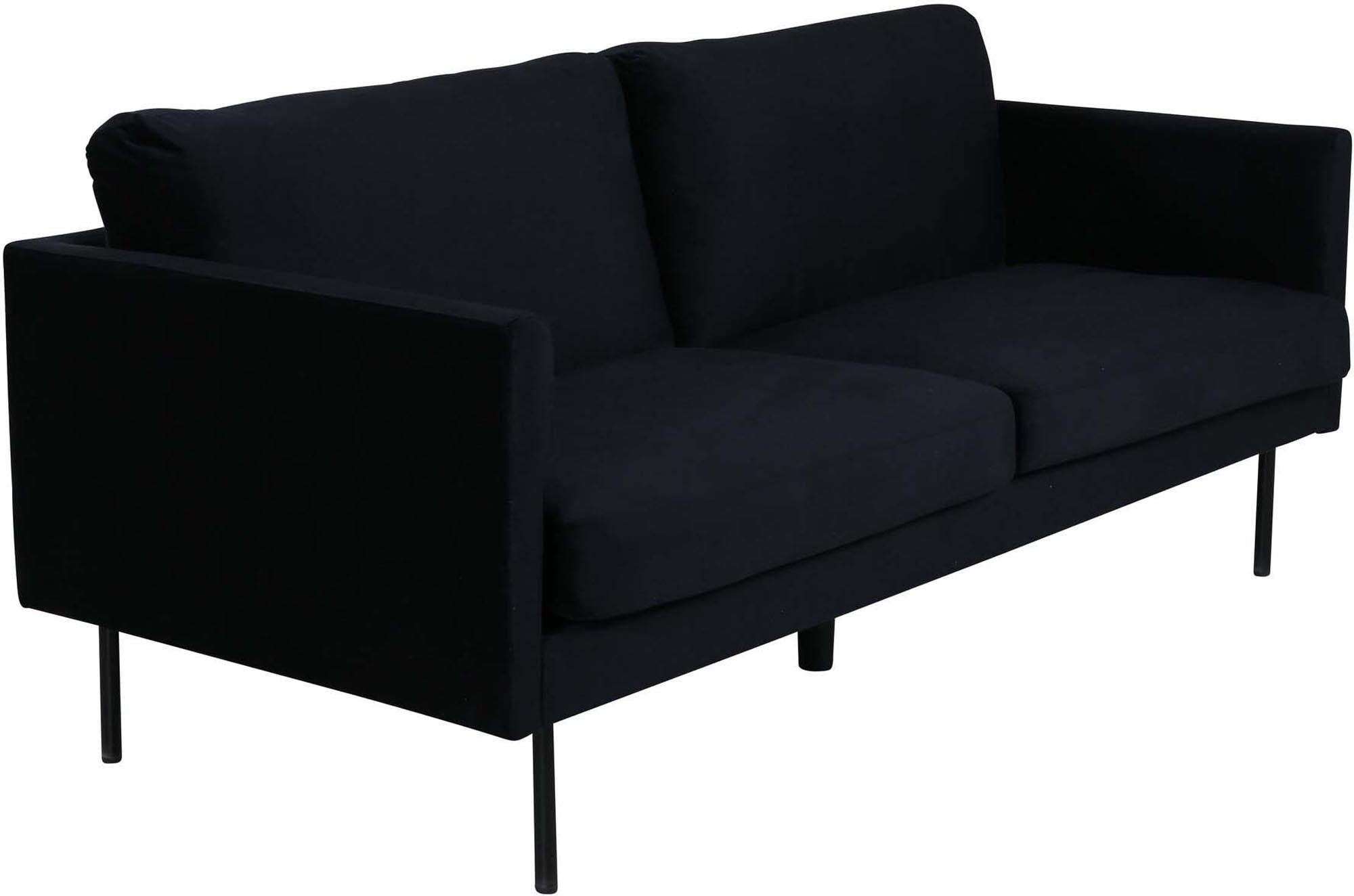 Luxuriöses 2er Sofa von Venture Home, aus schwarzem Samt, vereint zeitloses Design und Komfort für jeden Wohnraum.