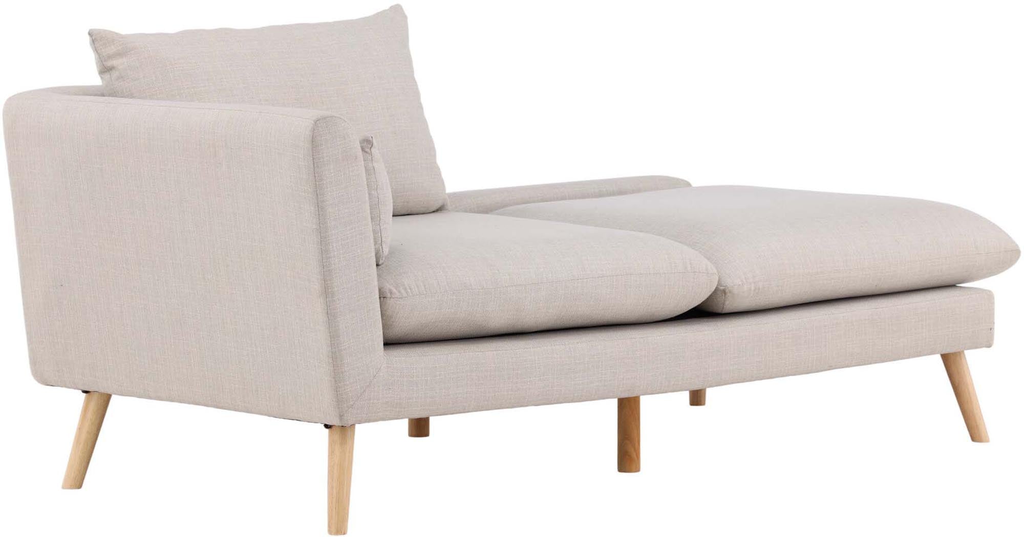 Elegantes Tacoma Sofa: nordisches Design, beiges Leinen, helle Holzbeine, Komfort und Vielseitigkeit für modernes Wohnen.