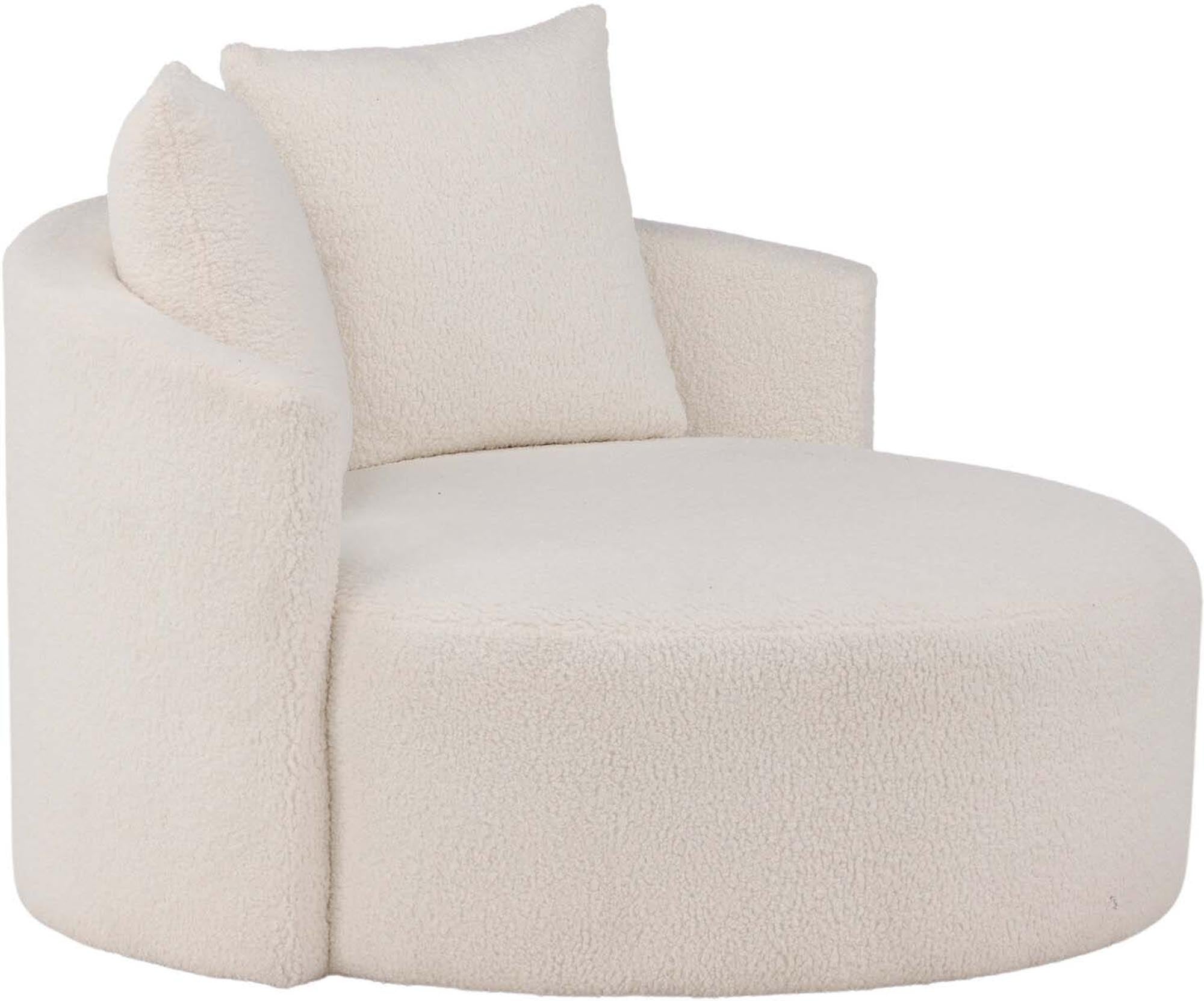 Stylisches Kelso 2-Sitzer Sofa in weichem Teddystoff, ideal für moderne Wohnzimmer. Inklusive Kissen für zusätzlichen Komfort.