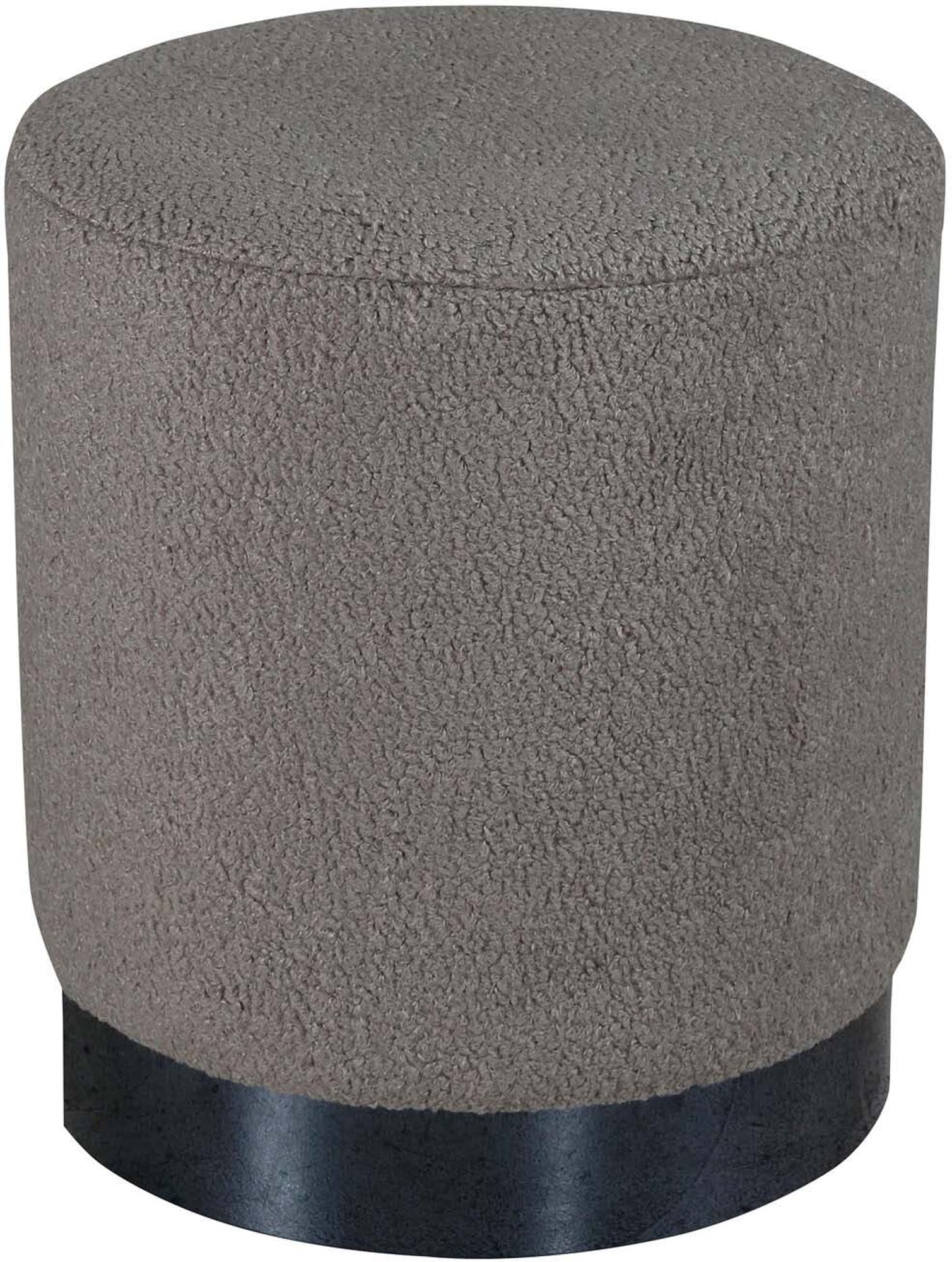 Benji Pouf von Venture Home: Stilvoller, zylinderförmiger Hocker aus Teddystoff, ideal für Komfort und vielseitige Nutzung.