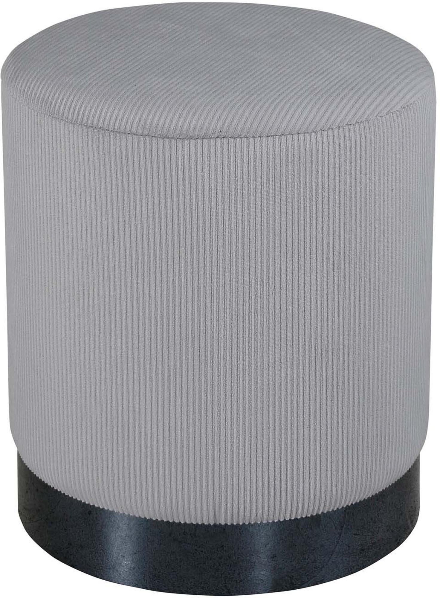 Benji Pouf von Venture Home: Eleganter, zylinderförmiger Hocker aus Teddystoff, ideal für Komfort und vielseitige Nutzung.