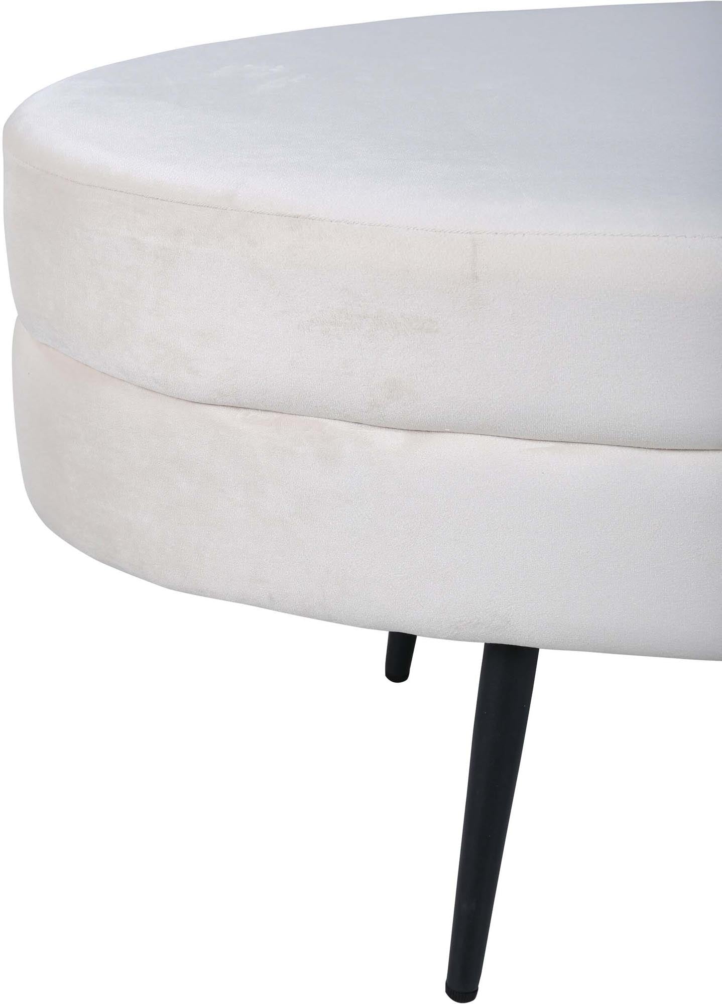Stilvoller Otto Ottoman von Venture Home: Ovaler Pouf in Beige, ideal als Sitzgelegenheit oder Ablage, vereint Komfort und Eleganz.