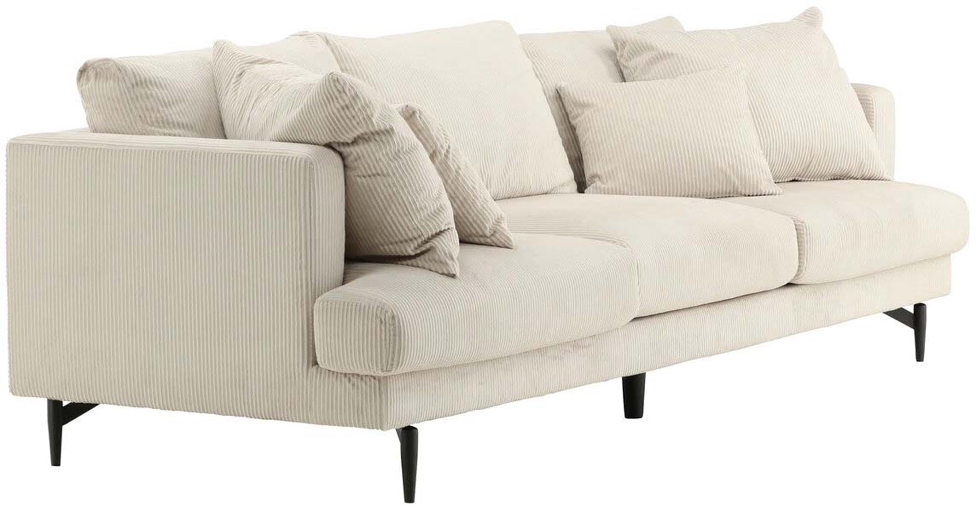 Erleben Sie das Sofia Sofa von Venture Home: Ein elegantes 3er Sofa mit nostalgischem Design, hochwertigem Cord-Stoff und großzügigem Platz für gesellige Abende.