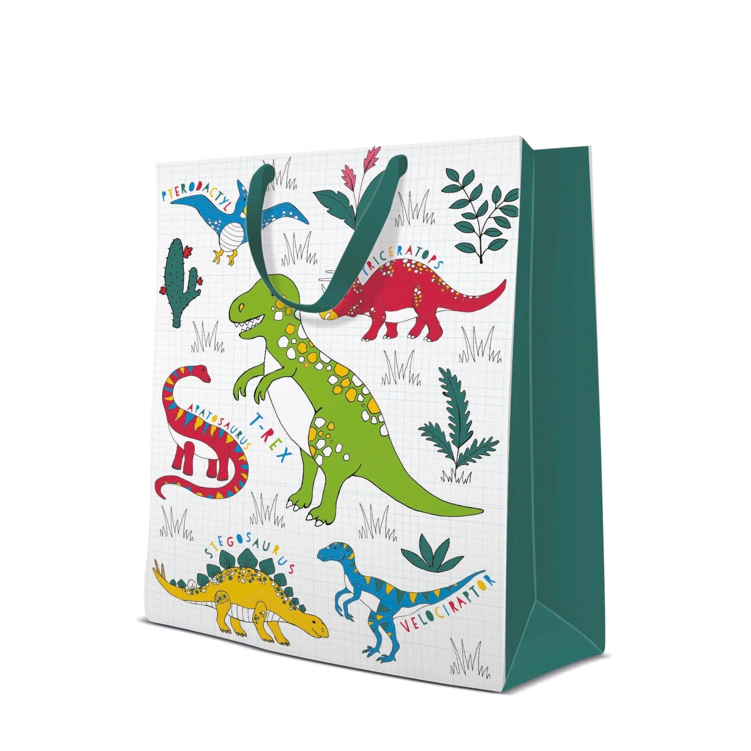 Geschenktüte Dinosaurier 30x41x12 cm in Mehrfarbig präsentiert im Onlineshop von KAQTU Design AG. Geschenkzubehör ist von PAW