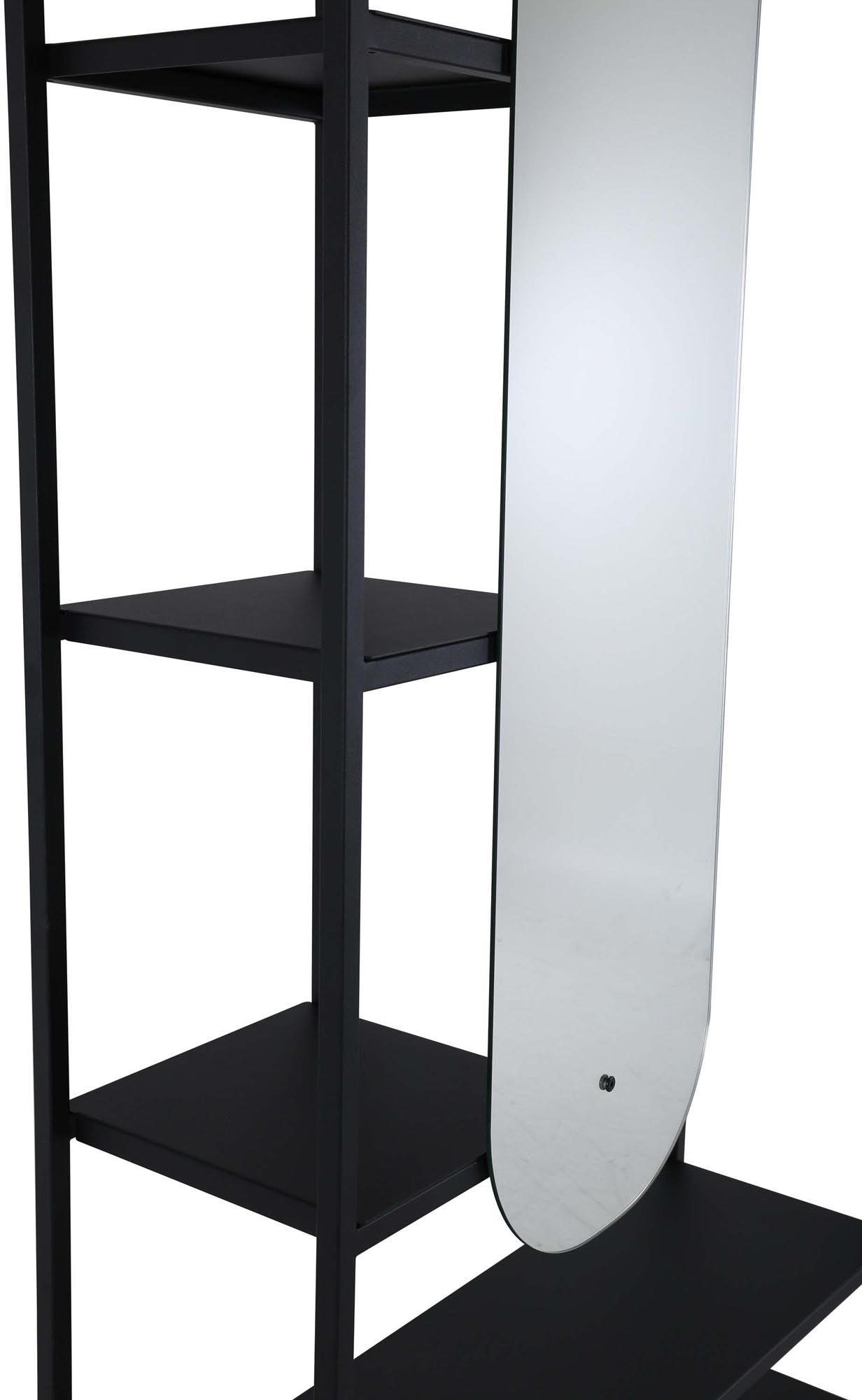 Elegante Garderobe Classe von Venture Home: Hochwertiger Stahl, integrierter Spiegel und vielseitige Ablageflächen für Ordnung und Stil.