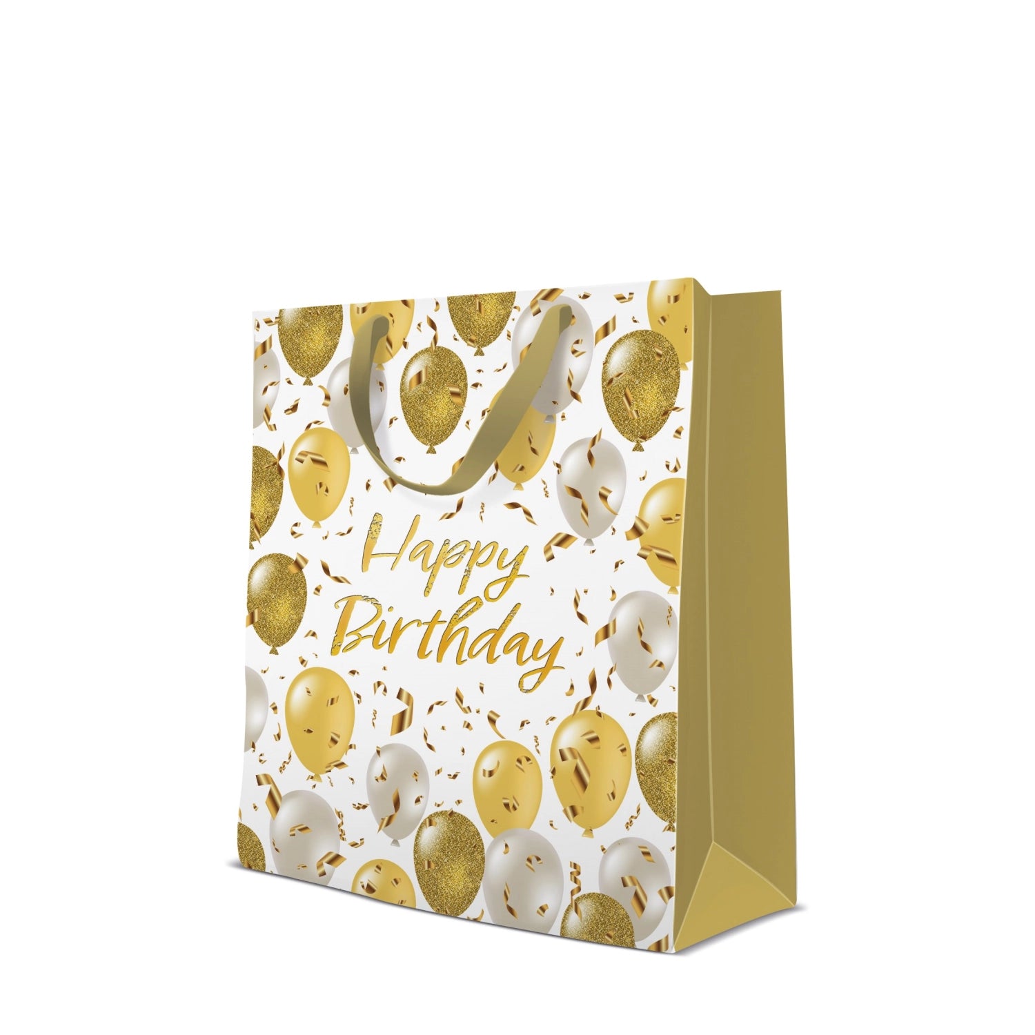 Geschenktüte ELEGANT BALLONS groß 33.5x26.5x13 cm in Gold präsentiert im Onlineshop von KAQTU Design AG. Geschenkzubehör ist von PAW