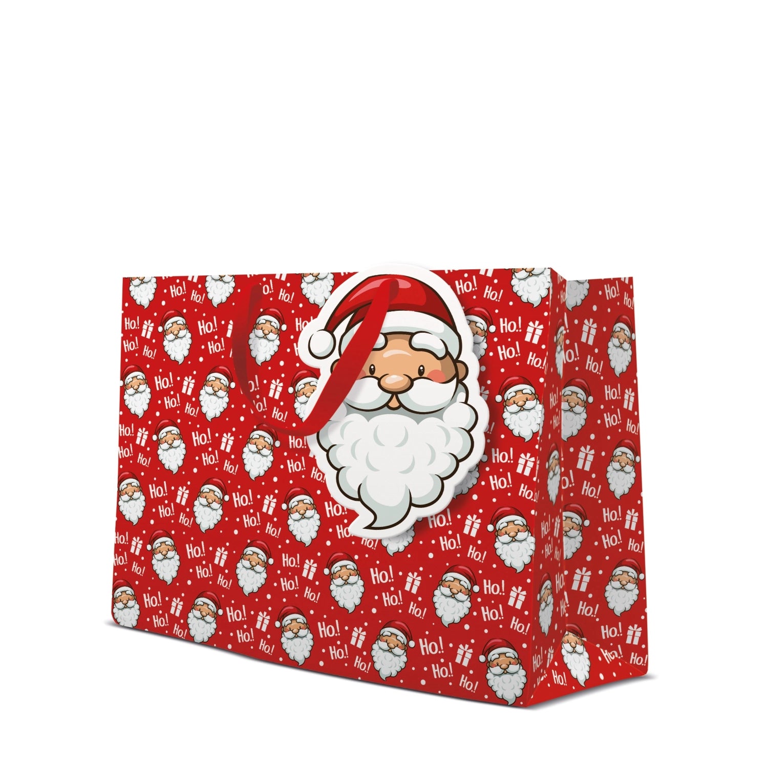 Geschenktüte Ho ho ho horizontal, 33.5x26.5x13 cm in Mehrfarbig präsentiert im Onlineshop von KAQTU Design AG. Geschenkzubehör ist von PAW