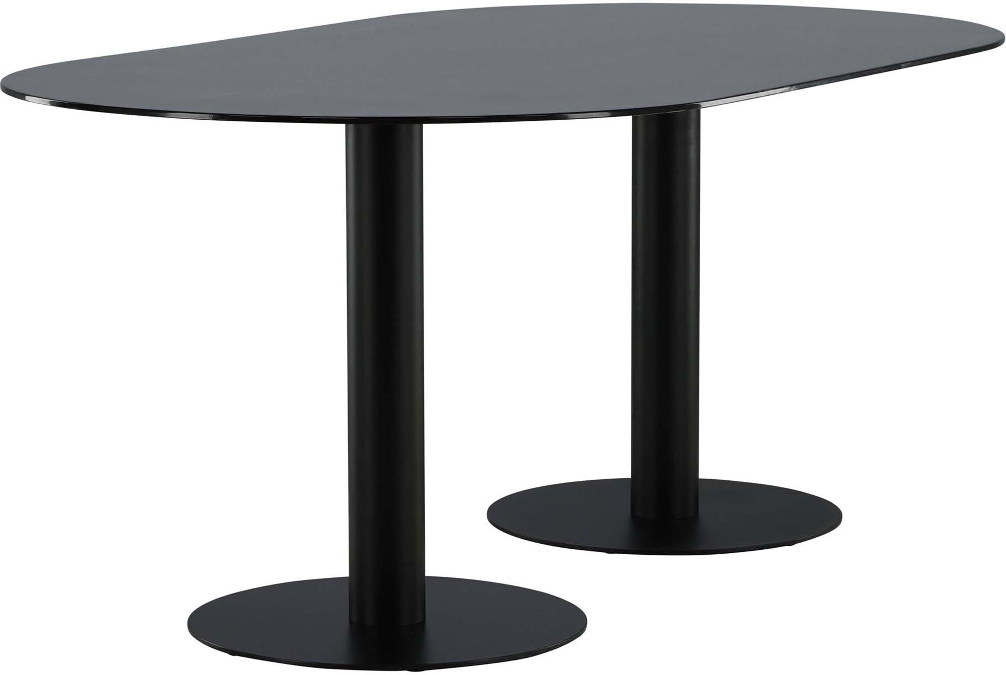 Pillan Tisch von Venture Home: Ovaler Esstisch mit Marmormuster und robustem Trompetengestell für stilvolle Essbereiche.