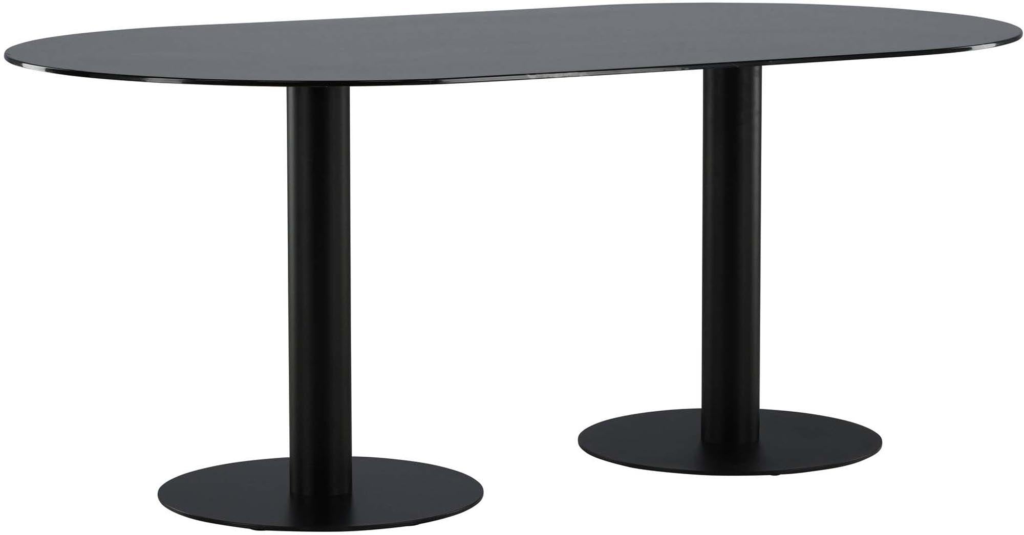 Entdecken Sie den Pillan Tisch von Venture Home: Eleganter ovaler Esstisch mit hochwertigem Marmormuster und stabiler Metallbasis für gesellige Anlässe.