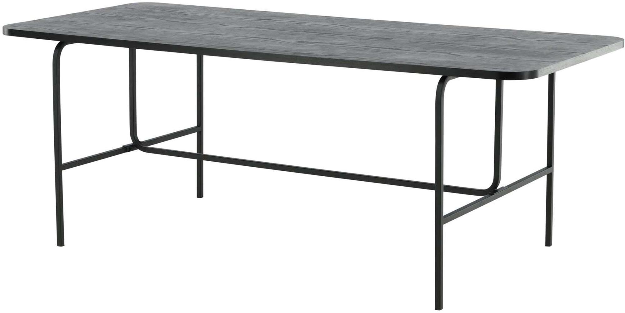 Der Uno Esstisch von Venture Home besticht durch seine elegante schwarze MDF-Oberfläche und modernes Metallgestell. Perfekt für gesellige Runden!