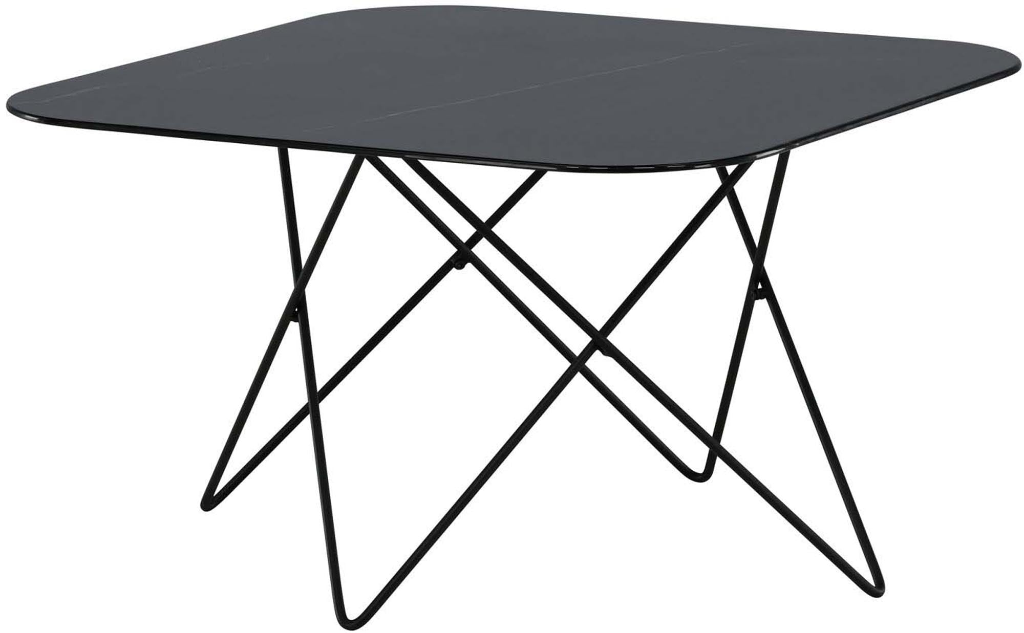 Eleganter Tristar Beistelltisch von Venture Home: Minimalistisches Design, stabiler Metallrahmen und pflegeleichte Marmorglasplatte für stilvolle Akzente.
