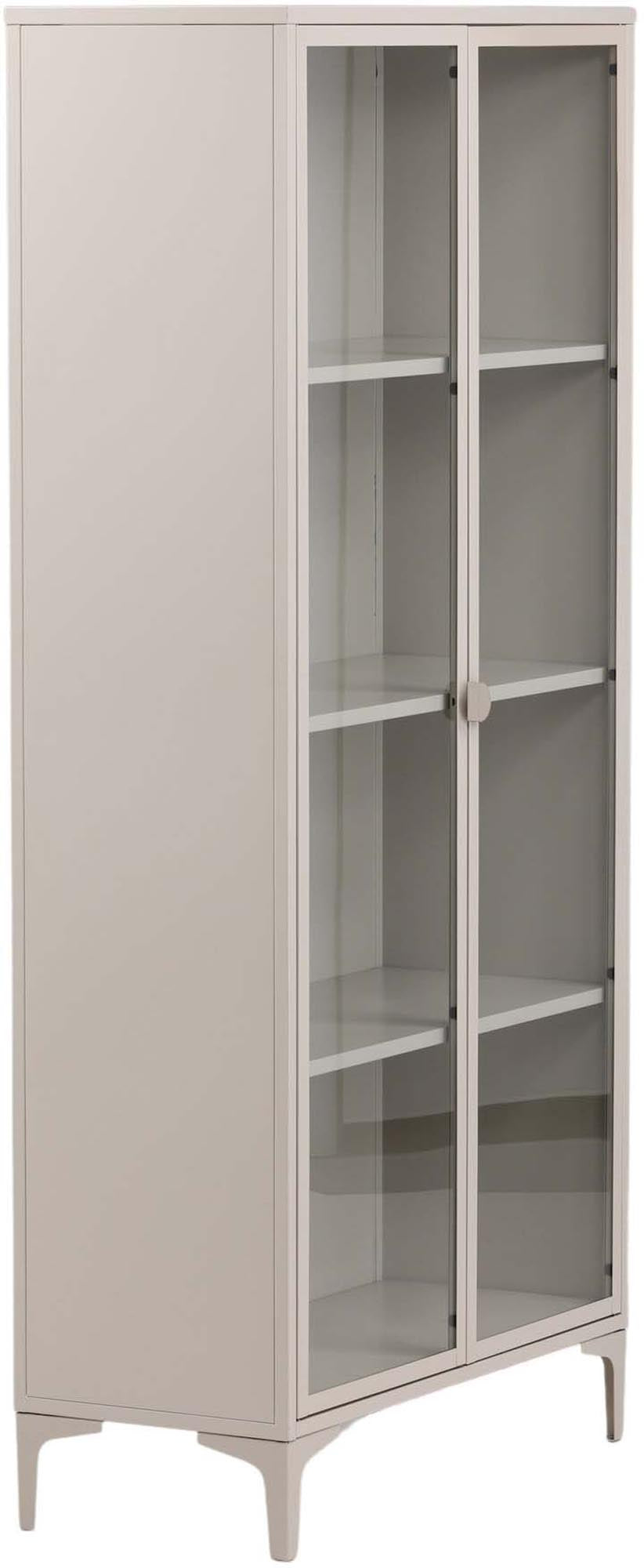 Stilvolles Piring Cabinet von Venture Home: Moderner Schrank aus beigem Stahl für elegante Präsentation und praktische Aufbewahrung.