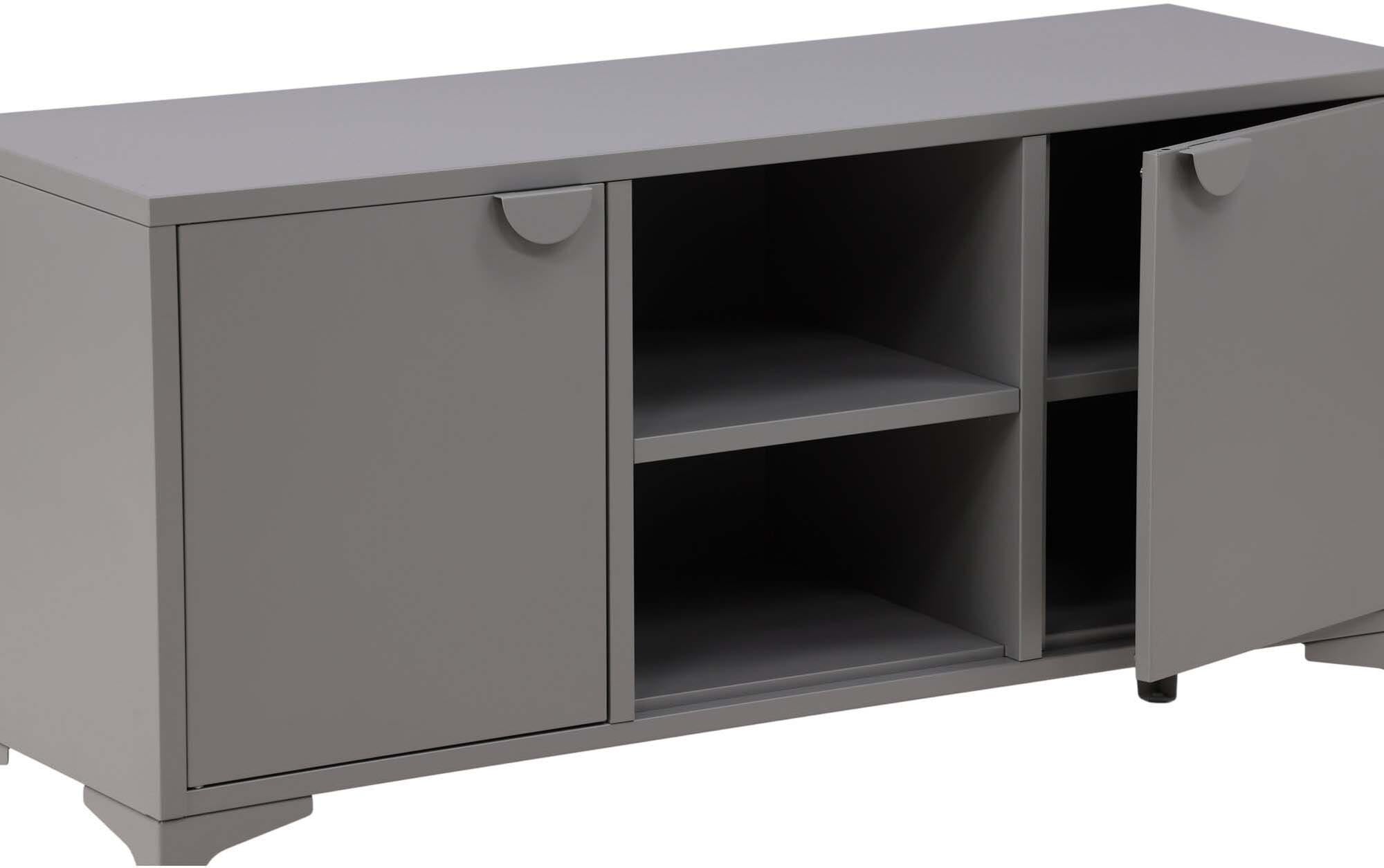 Entdecken Sie die stilvolle Piring TV-Bank von Venture Home: Hochwertiger Stahl, elegantes Design und praktische Aufbewahrung für Ihr modernes Zuhause.