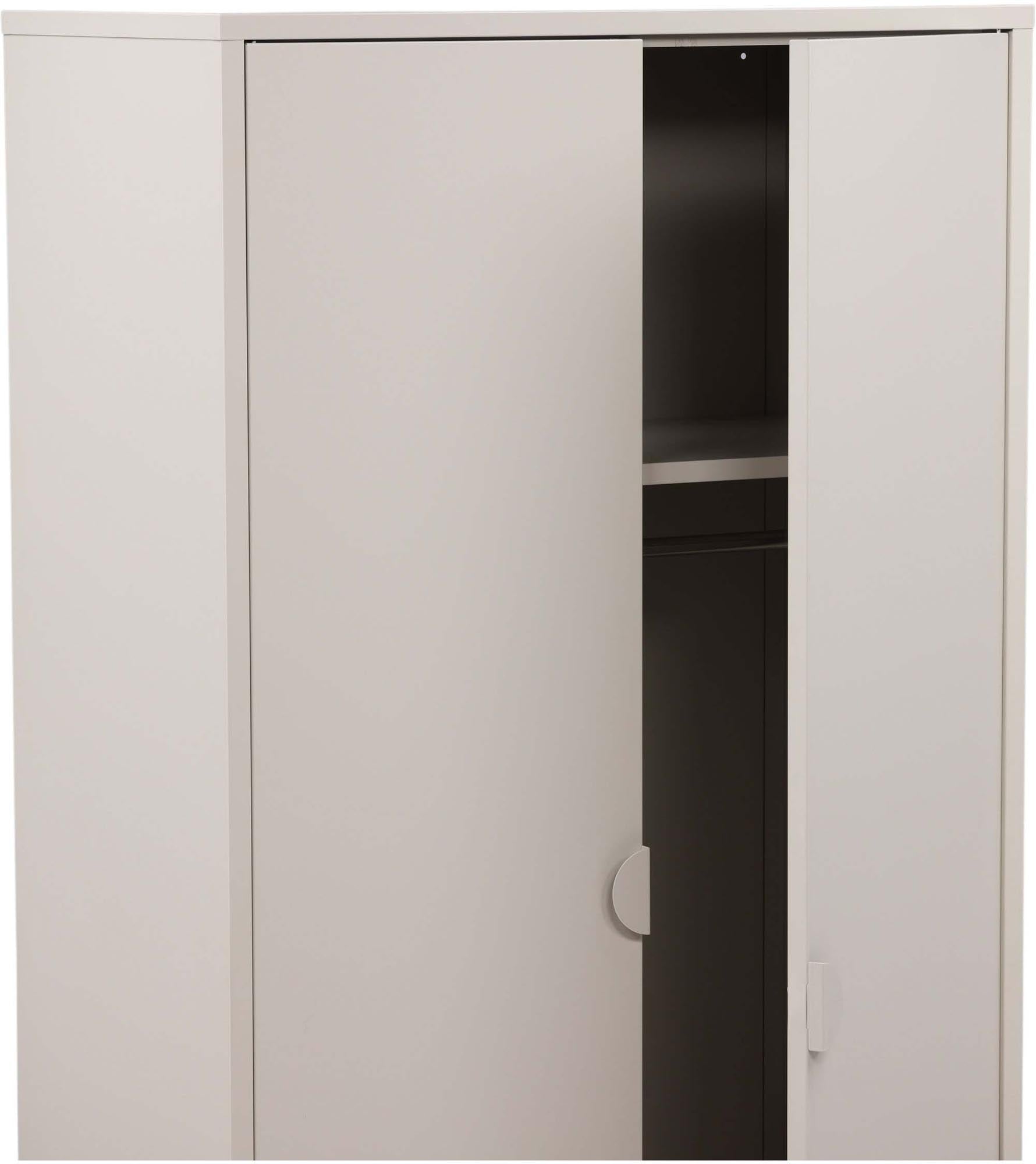 Elegante Piring Garderobe von Venture Home in Beige. Robuster Stahl, großzügiger Stauraum und modernes Design für ein stilvolles Schlafzimmer.