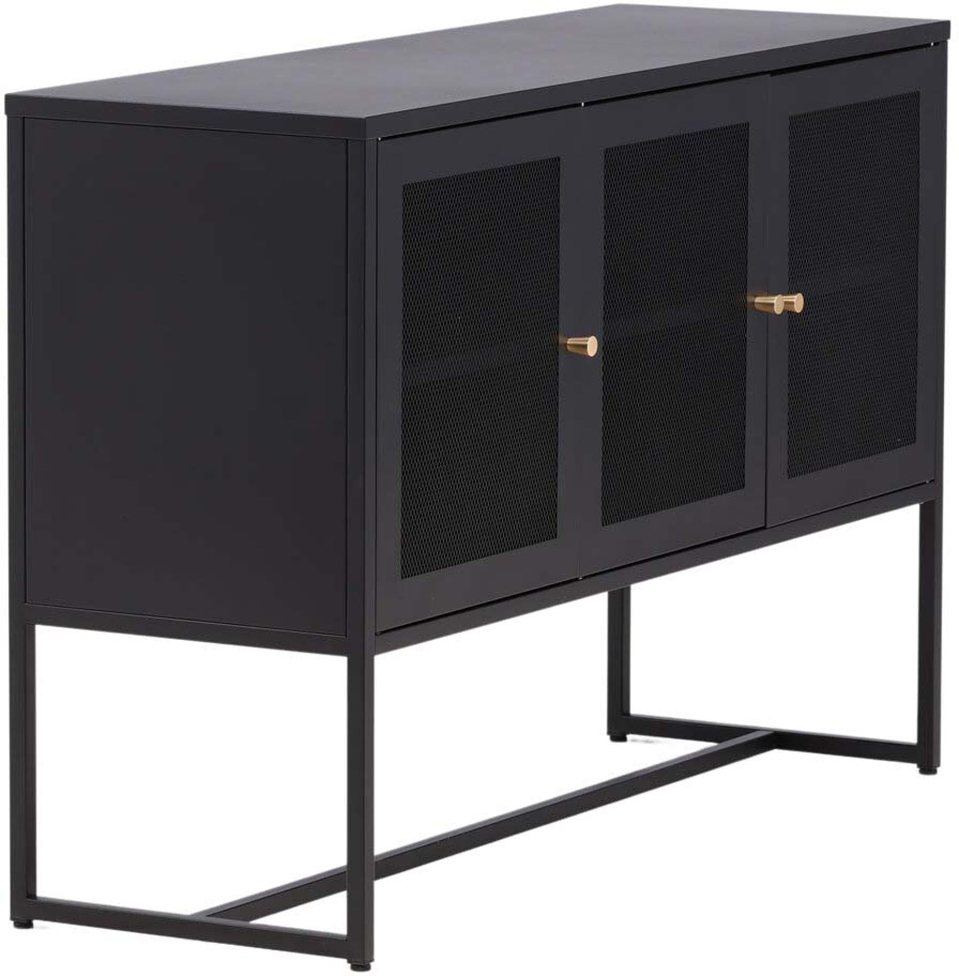 Malla Kabinett von Venture Home: Modernes Industriedesign mit eleganten Netztüren, robusten Stahlbeinen und großzügigem Stauraum für Ihr Zuhause.