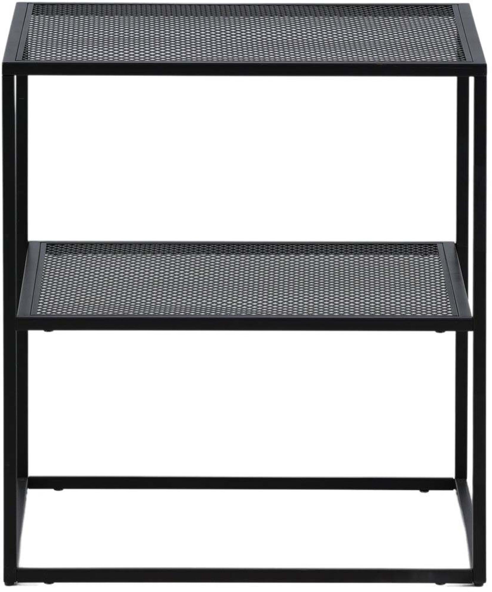 Eleganter Netz Beistelltisch von Venture Home aus robustem Stahl, ideal für jeden Raum. Praktisch, pflegeleicht und mit zusätzlichem Gitterregal.