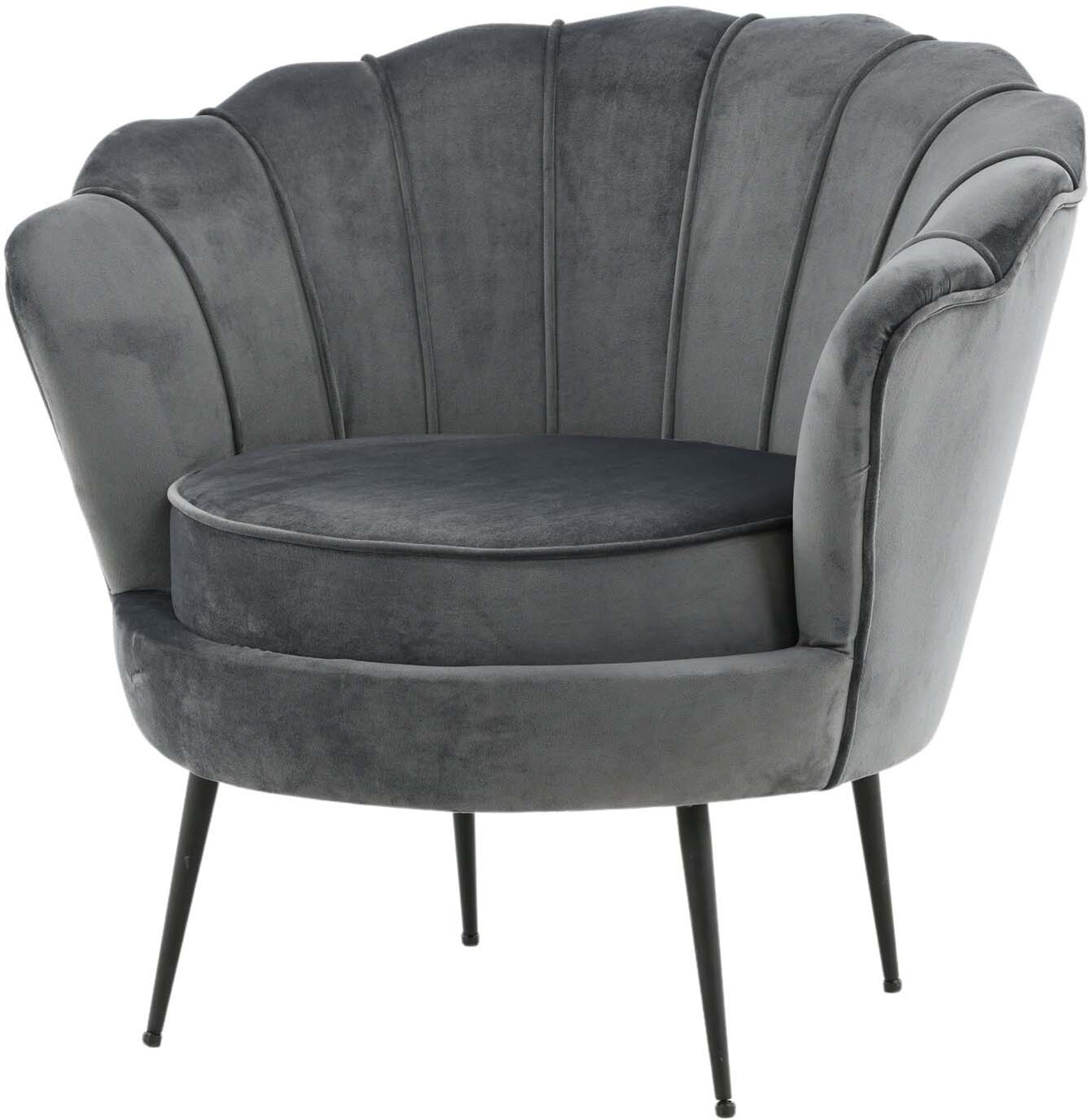 Luxuriöser Calais Sessel: Stilvolles Design mit samtweicher Eleganz und stabilen Metallbeinen.