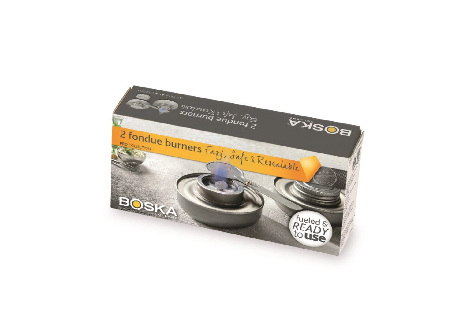 Brûleur à fondue coffre-fort argent acier inoxydable, lot de 2, 182x90x49mm