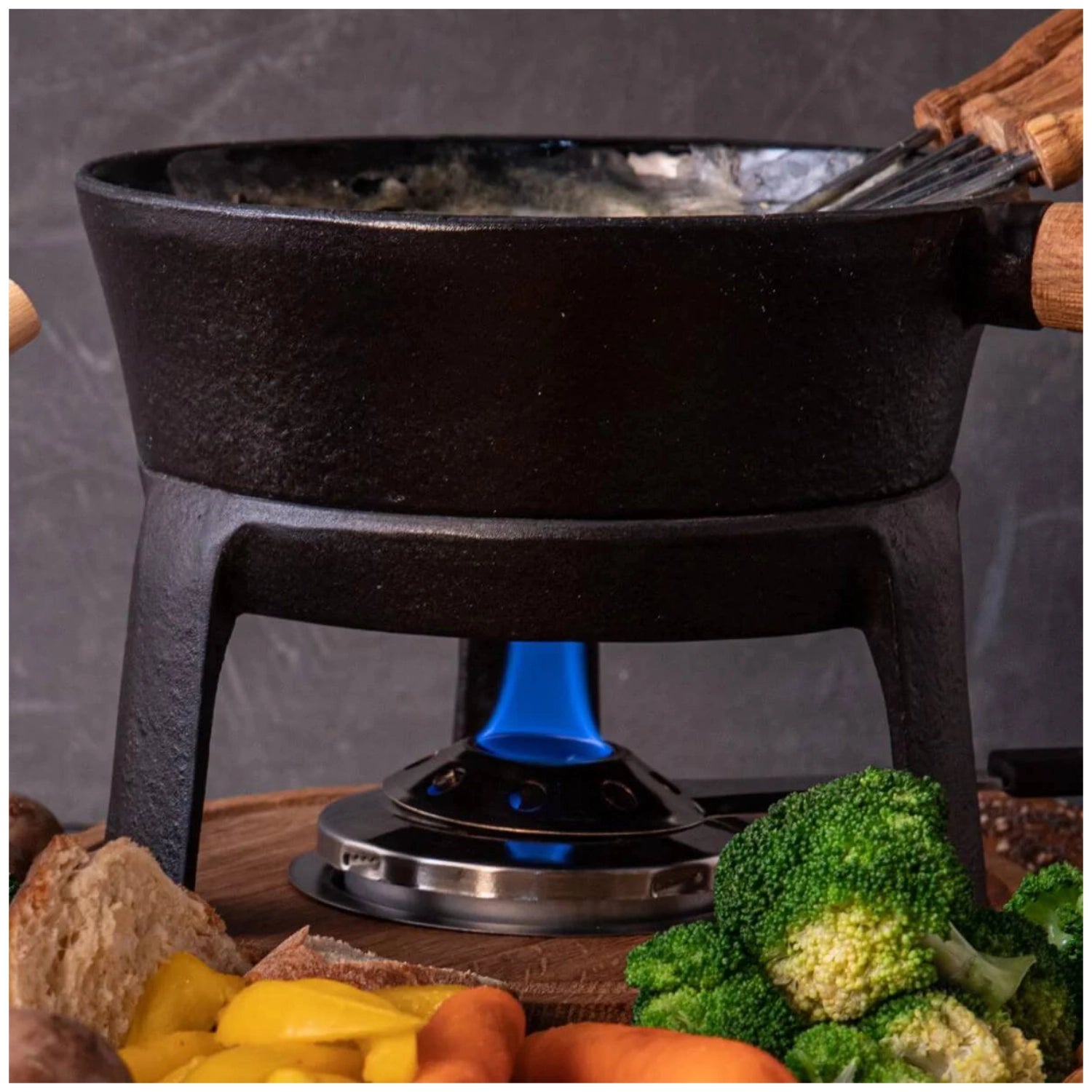 Fonduebrenner für Brennsprit u. Paste Edelstahl 175x125x48mm