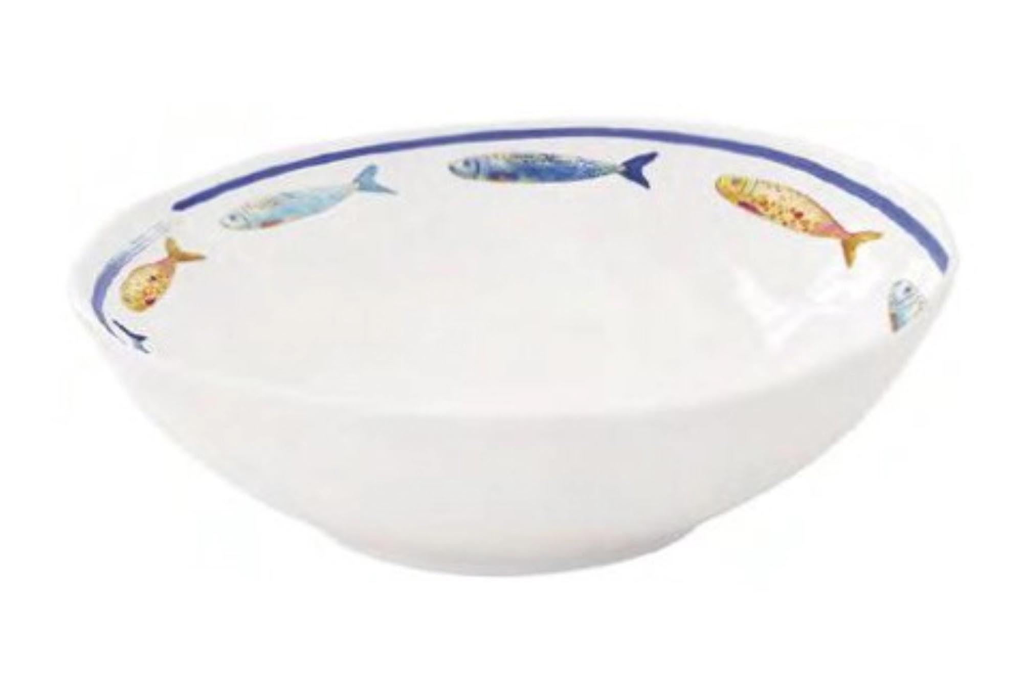 Elegante 16cm Porzellanschüssel im maritimen Stil, ideal für Salate und Snacks. Spülmaschinenfest, mikrowellengeeignet.