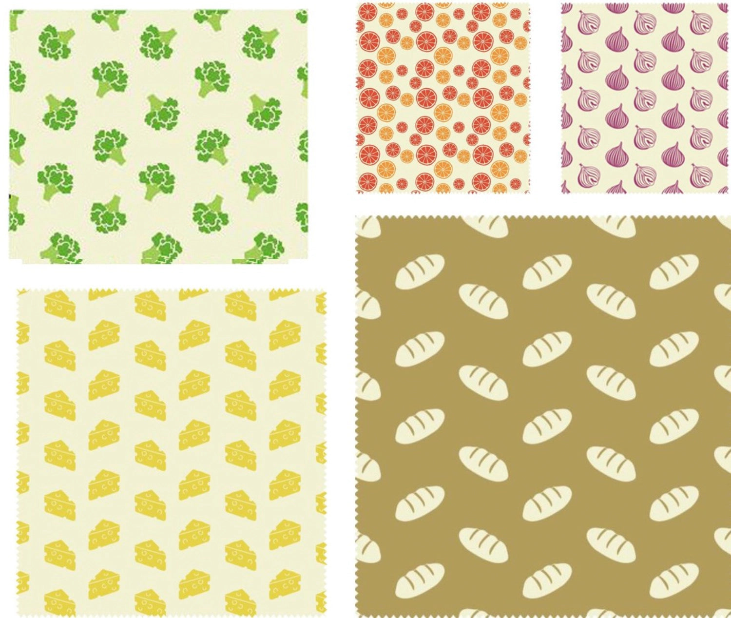 Entdecken Sie das 5er Set Kombi Bienenwachstuch von Nuts Innovations – die nachhaltige, wiederverwendbare Alternative zu Plastikfolie für frische Lebensmittel!