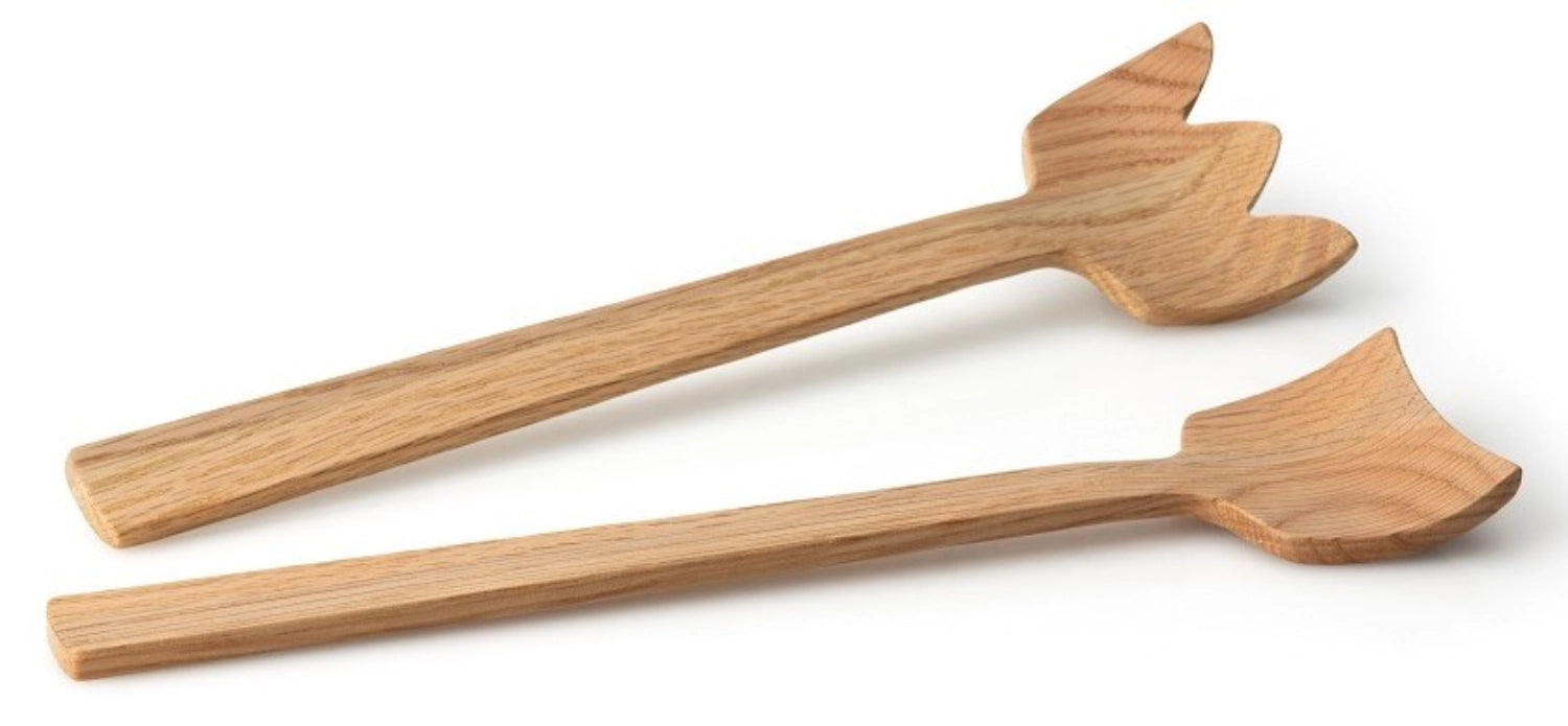 Couverts à salade en chêne Tulipe, 30,5 cm