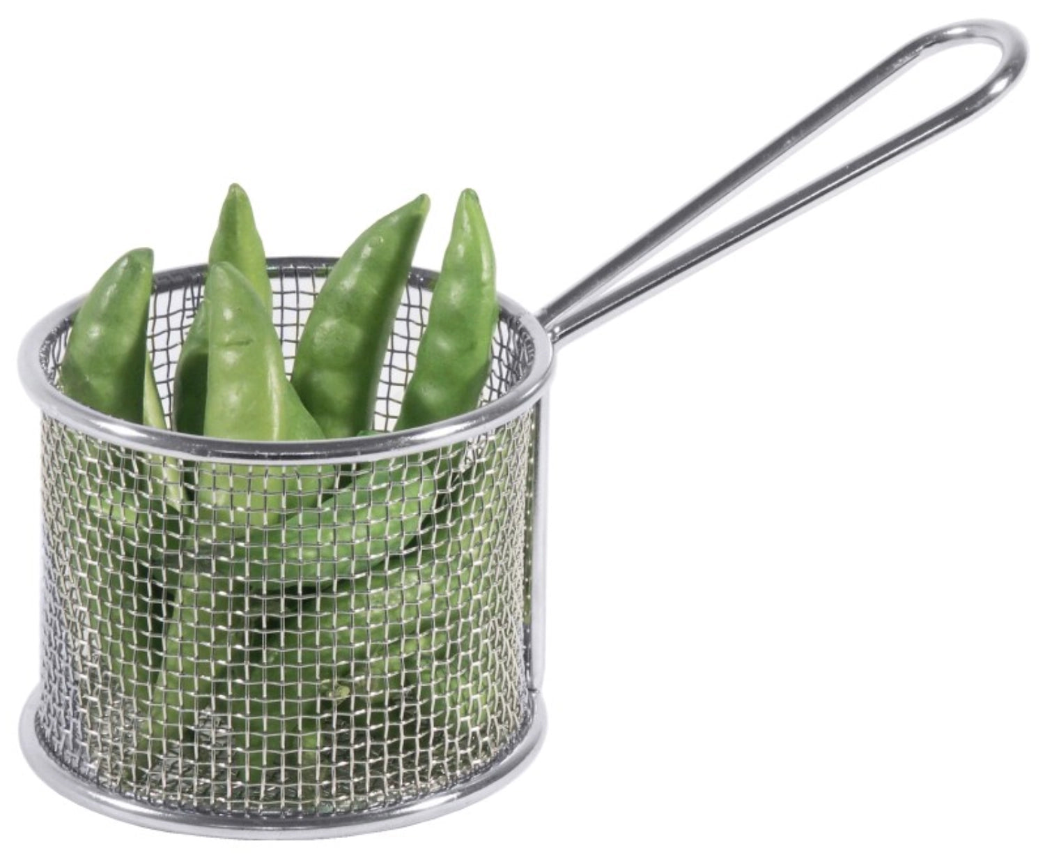 Entdecken Sie den hochwertigen Servier- und Frittierkorb aus Edelstahl 18/10 von Contacto. Ideal für Snacks und Beilagen, langlebig und spülmaschinengeeignet.