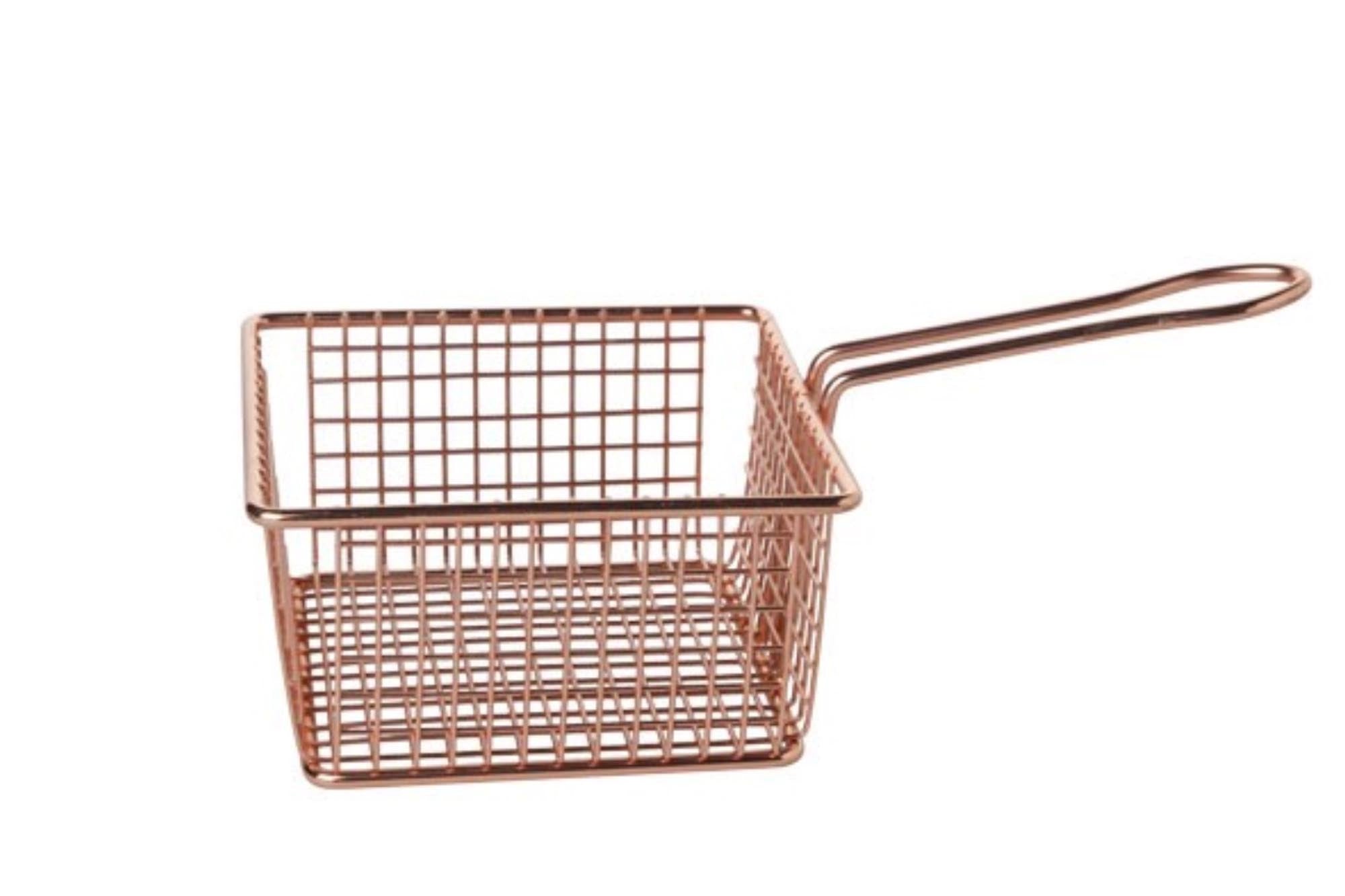 Der eckige Frittierkorb aus Kupfer von Cosy & Trendy (14x14x7,5 cm) vereint elegantes Design mit praktischer Funktionalität für Ihre Küche.