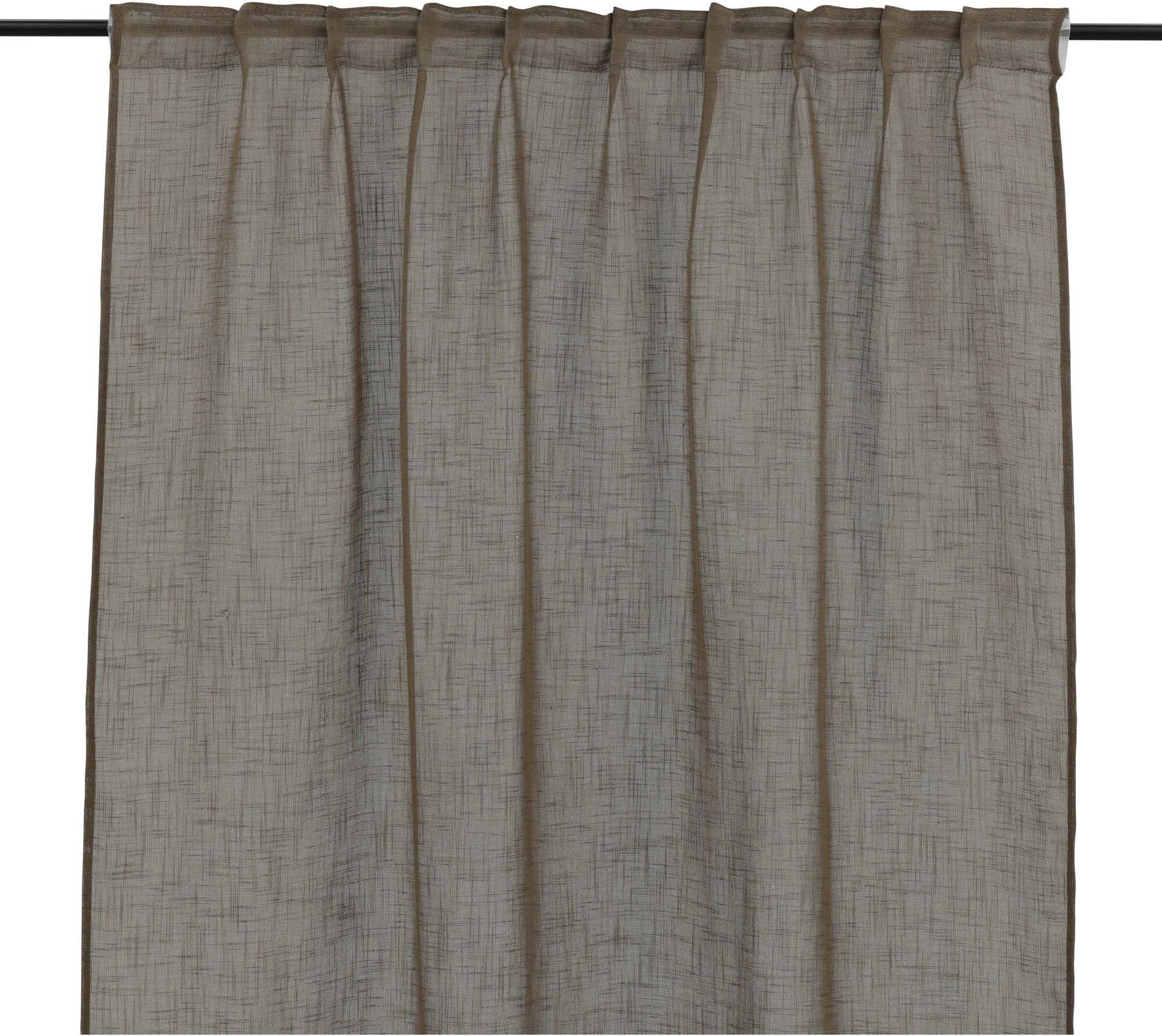 Kaya Vorhang 2er Pack: Elegante beige Farbe, langlebiges Polyester, ideal für große Fenster. Vielseitig einsetzbar dank Multiband-Befestigung.